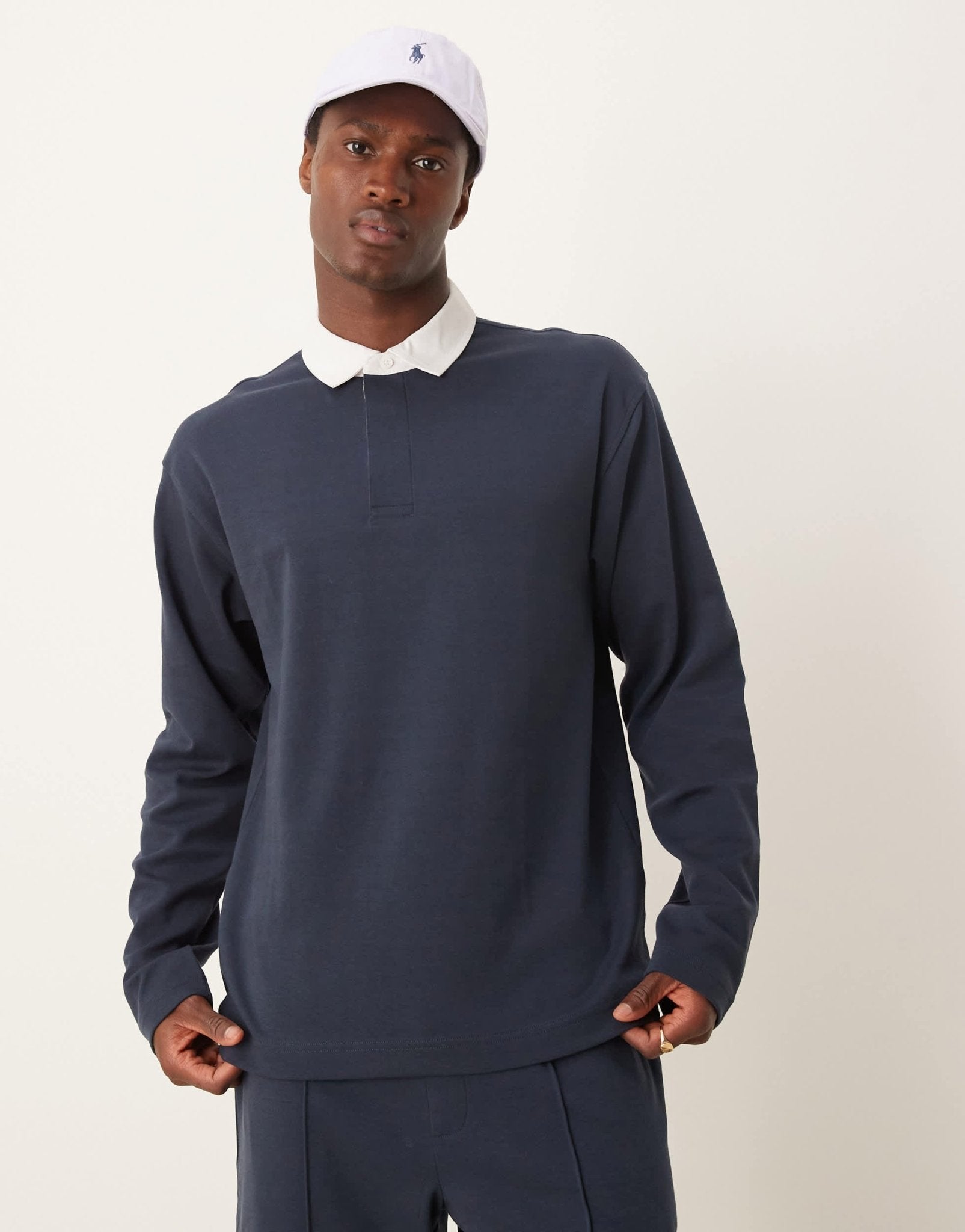 New Look long sleeve rugby polo shirt co - ord in navy - ASOS Sample Sale EU Store