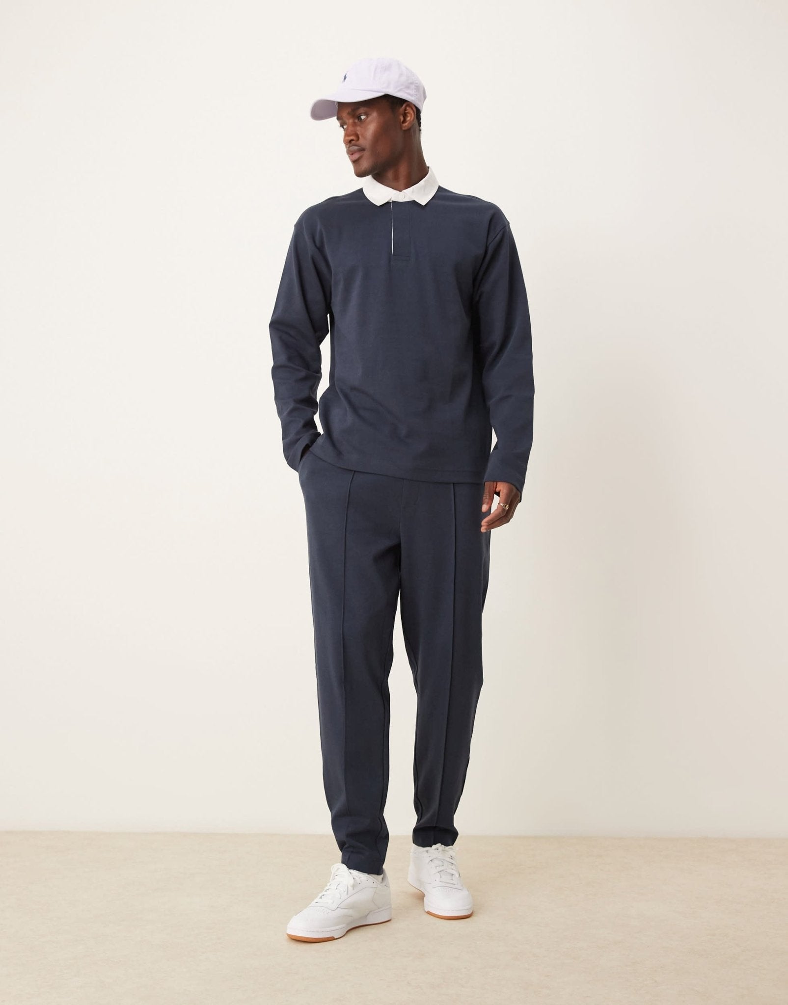 New Look long sleeve rugby polo shirt co - ord in navy - ASOS Sample Sale EU Store