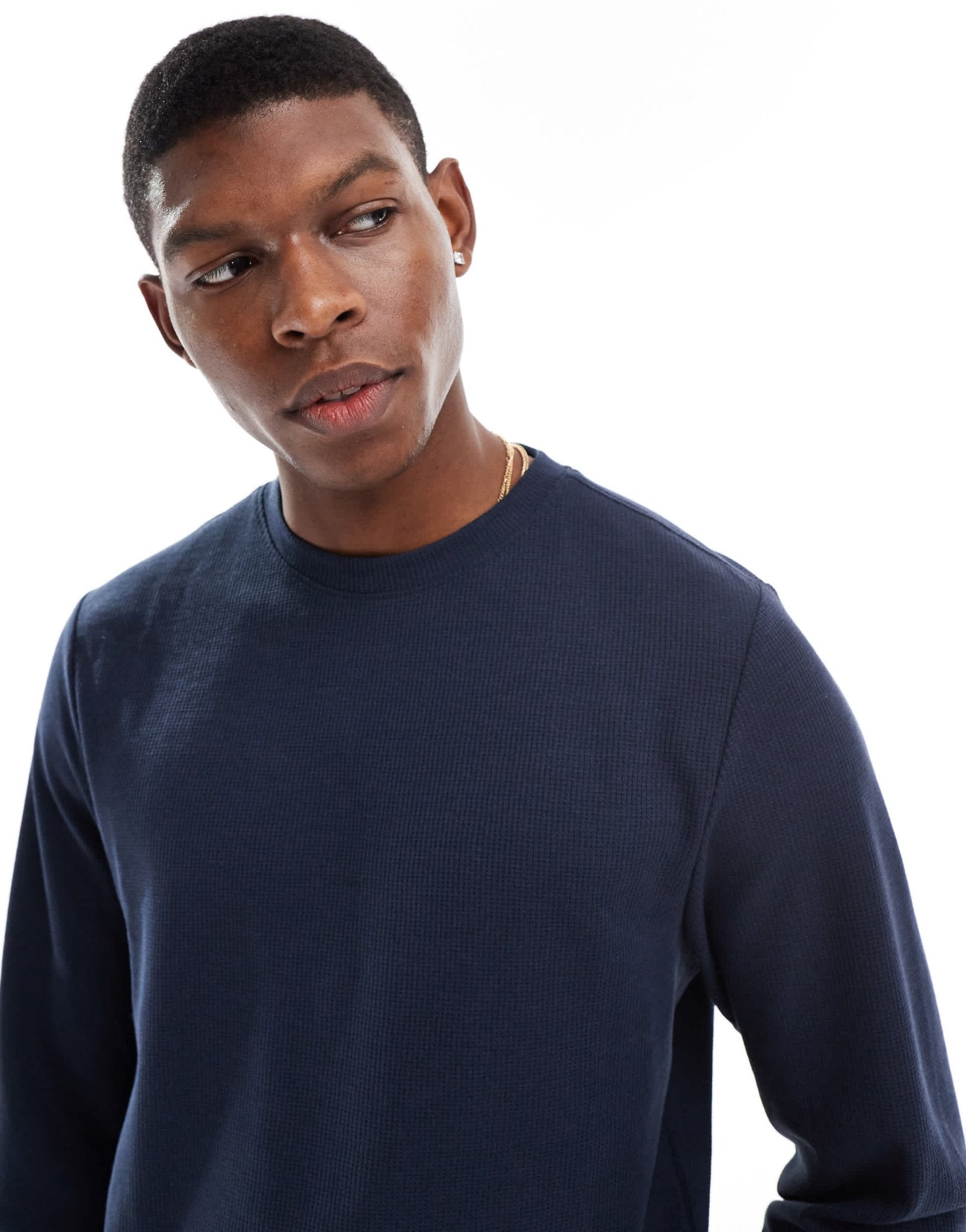 New Look loungewear waffle long sleeve t-shirt co - ord in navy - ASOS Sample Sale EU Store