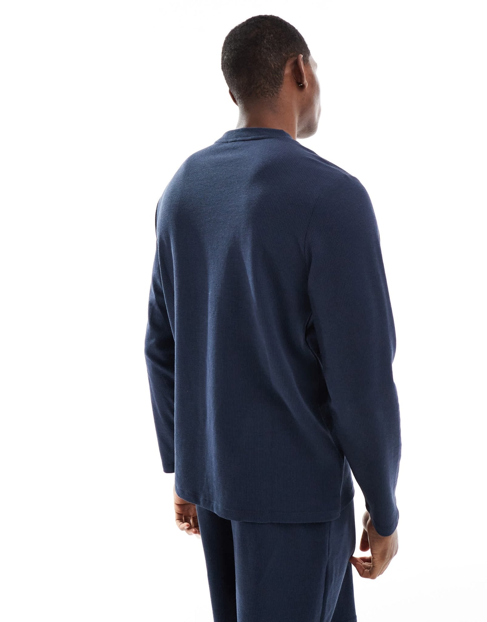 New Look loungewear waffle long sleeve t-shirt co - ord in navy - ASOS Sample Sale EU Store