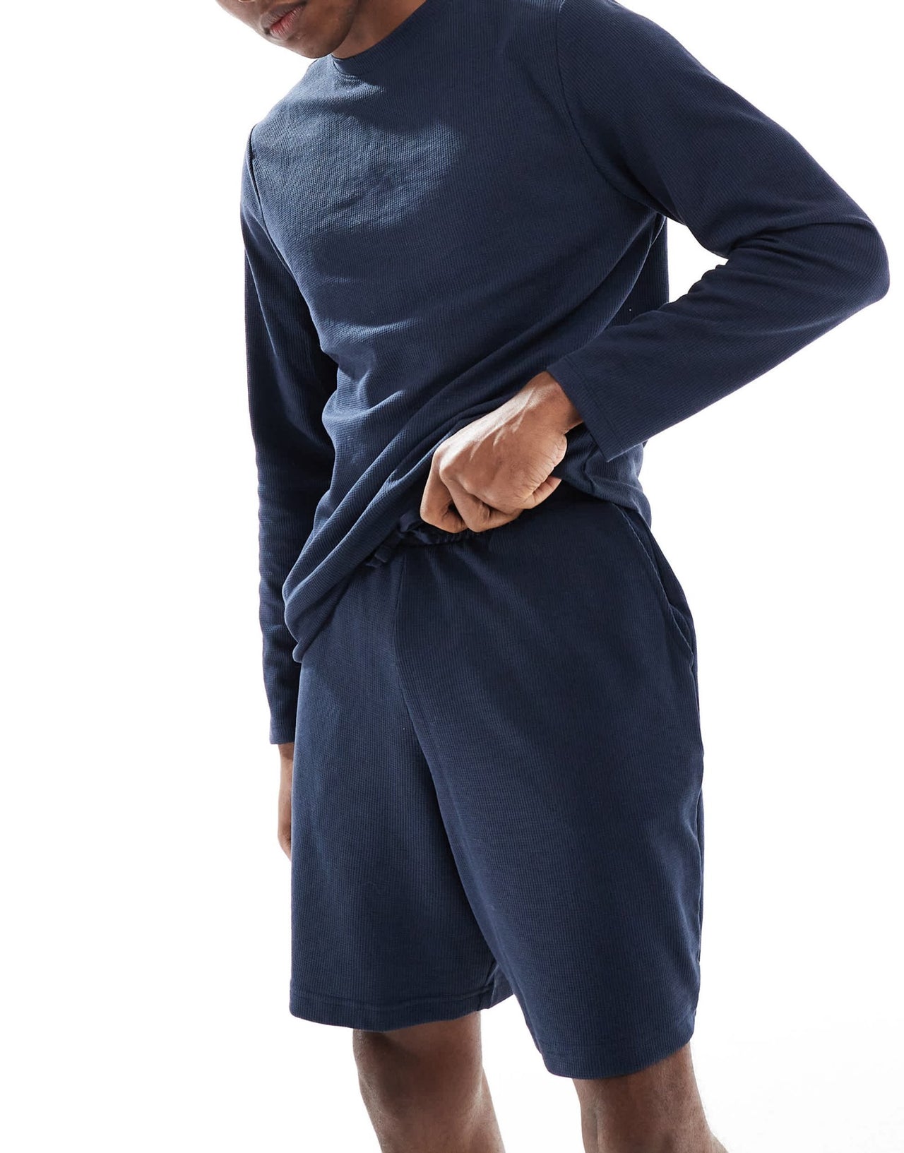 New Look loungewear waffle shorts co - ord in navy - ASOS Sample Sale EU Store