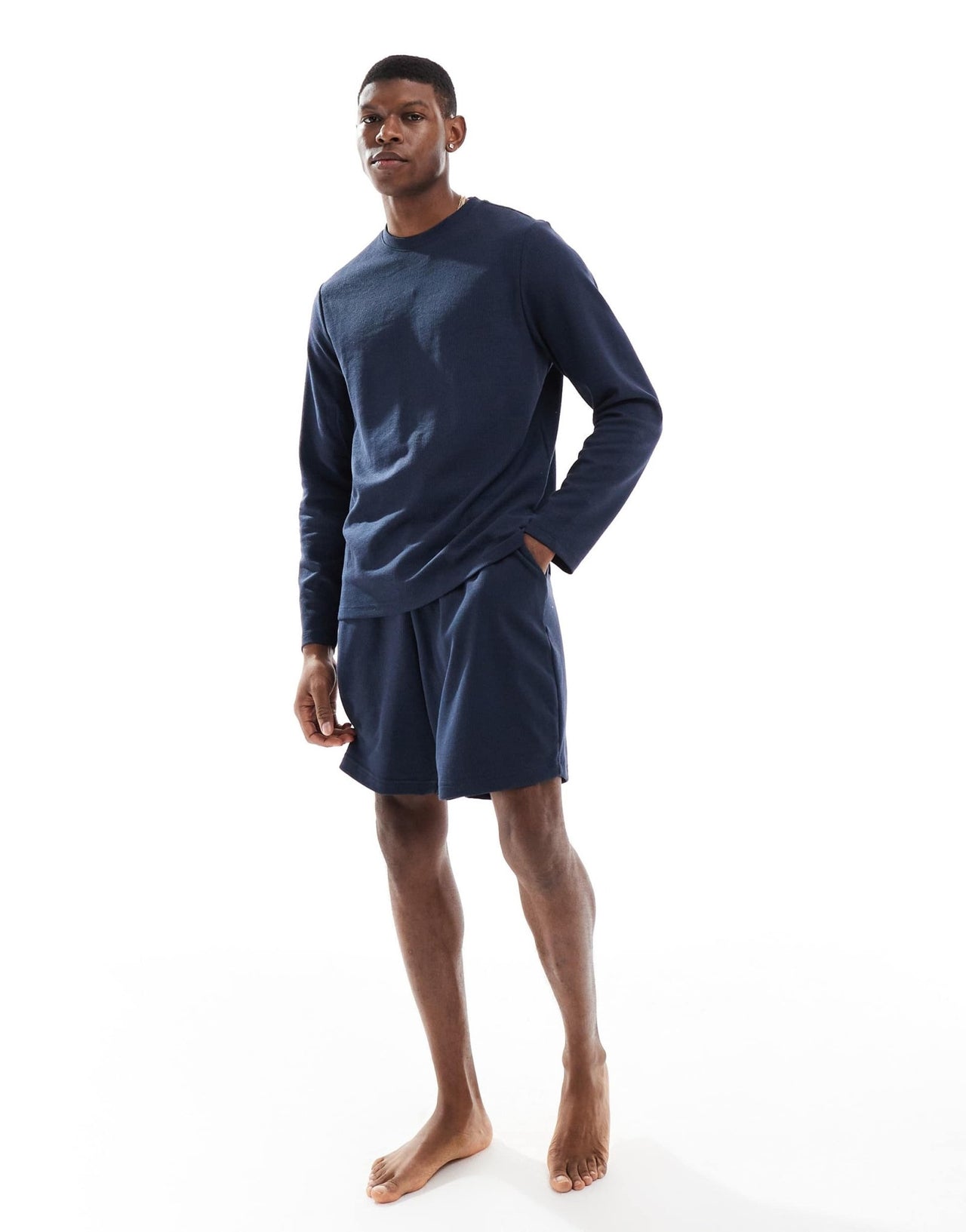 New Look loungewear waffle shorts co - ord in navy - ASOS Sample Sale EU Store