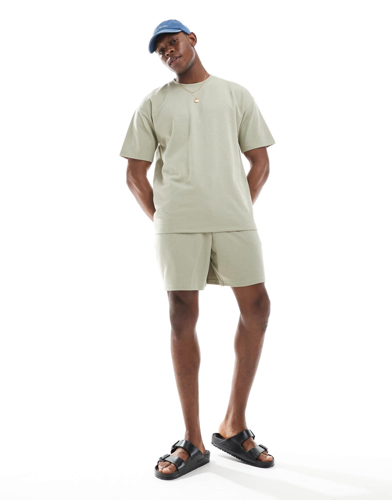 New Look oversized waffle t-shirt co - ord in stone - ASOS Sample Sale EU Store