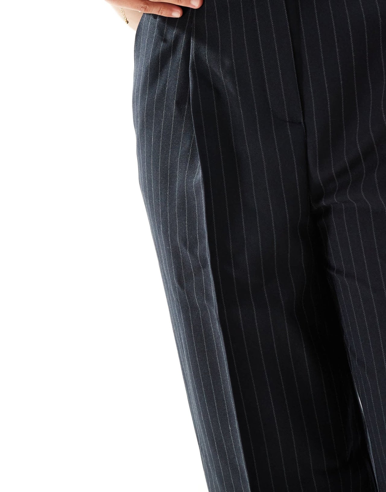 New Look pinstripe wide leg trouser in navy - ASOS Sample Sale EU Store