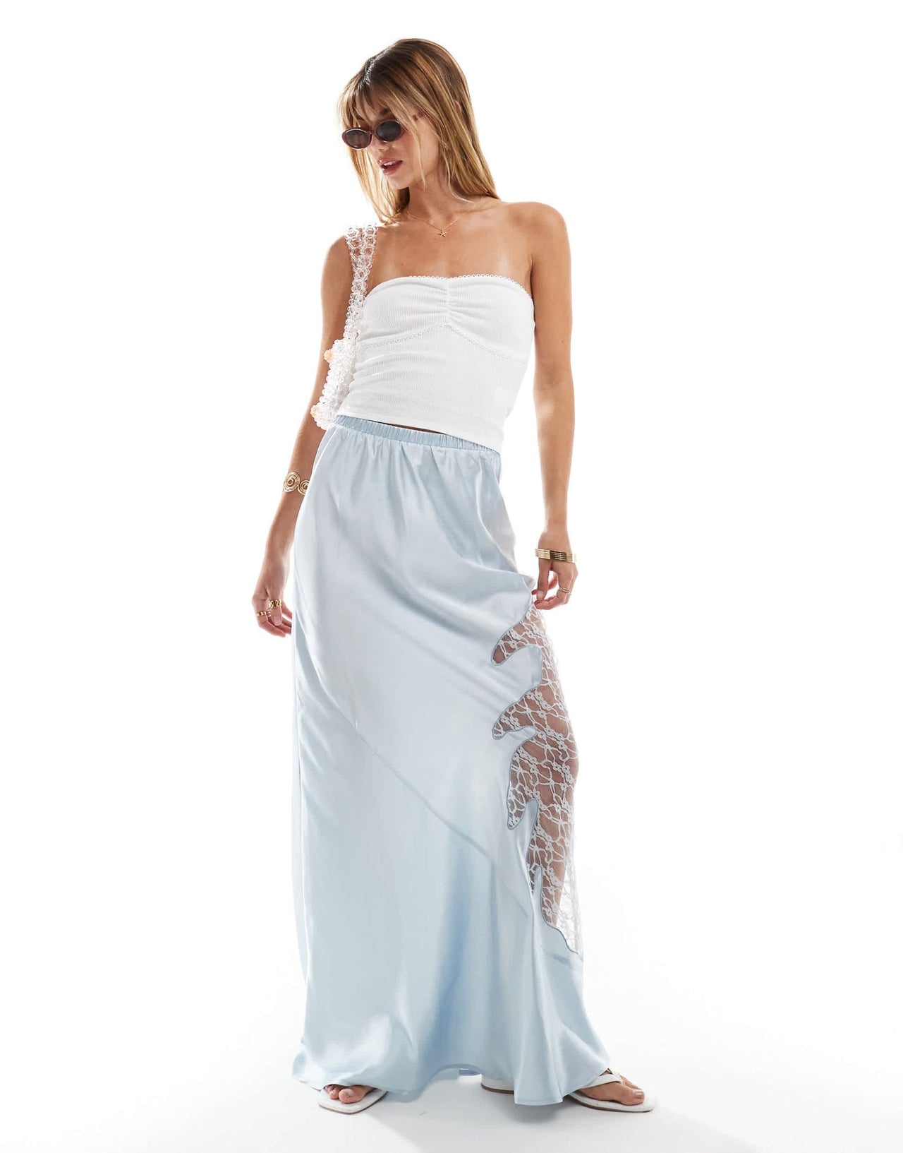 New Look pointelle bandeau top in white - ASOS Sample Sale EU Store
