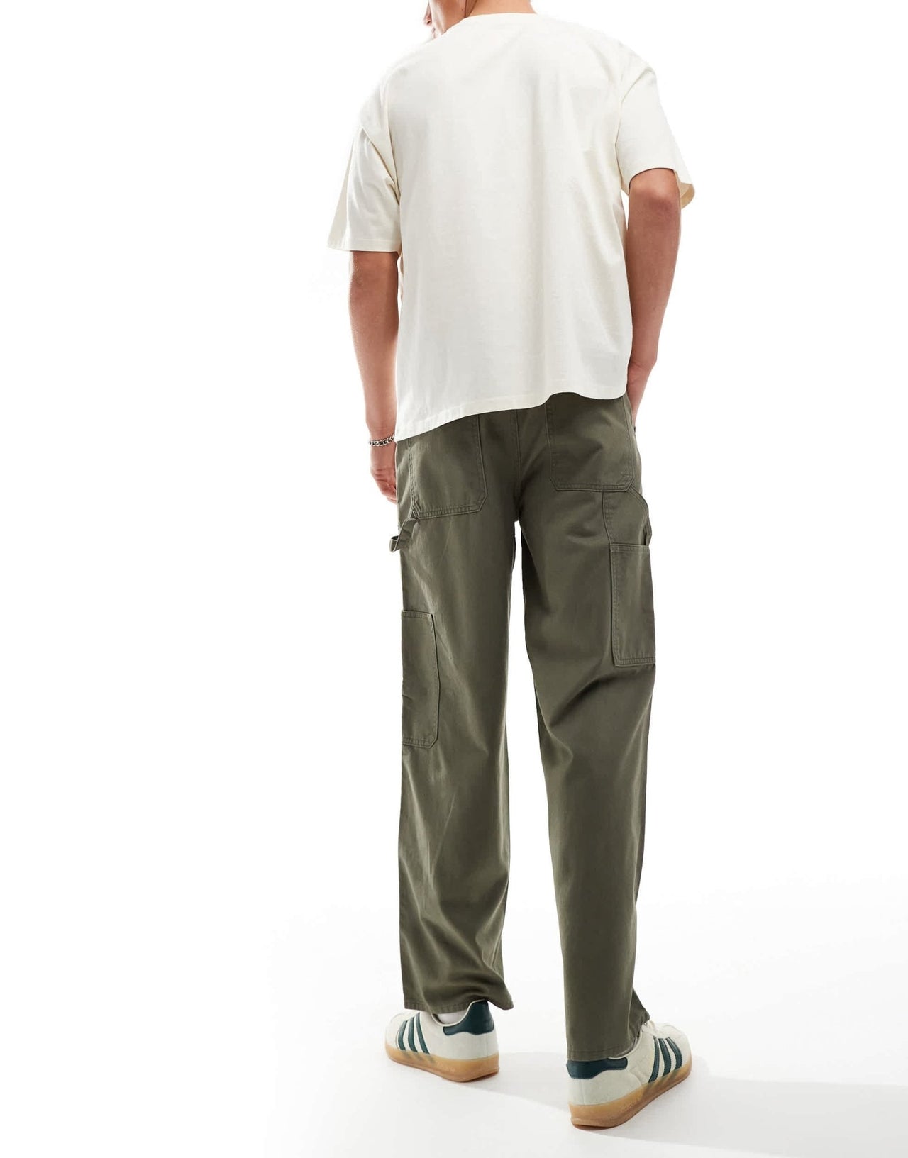 New Look relaxed carpenter trousers in dark khaki - ASOS Sample Sale EU Store