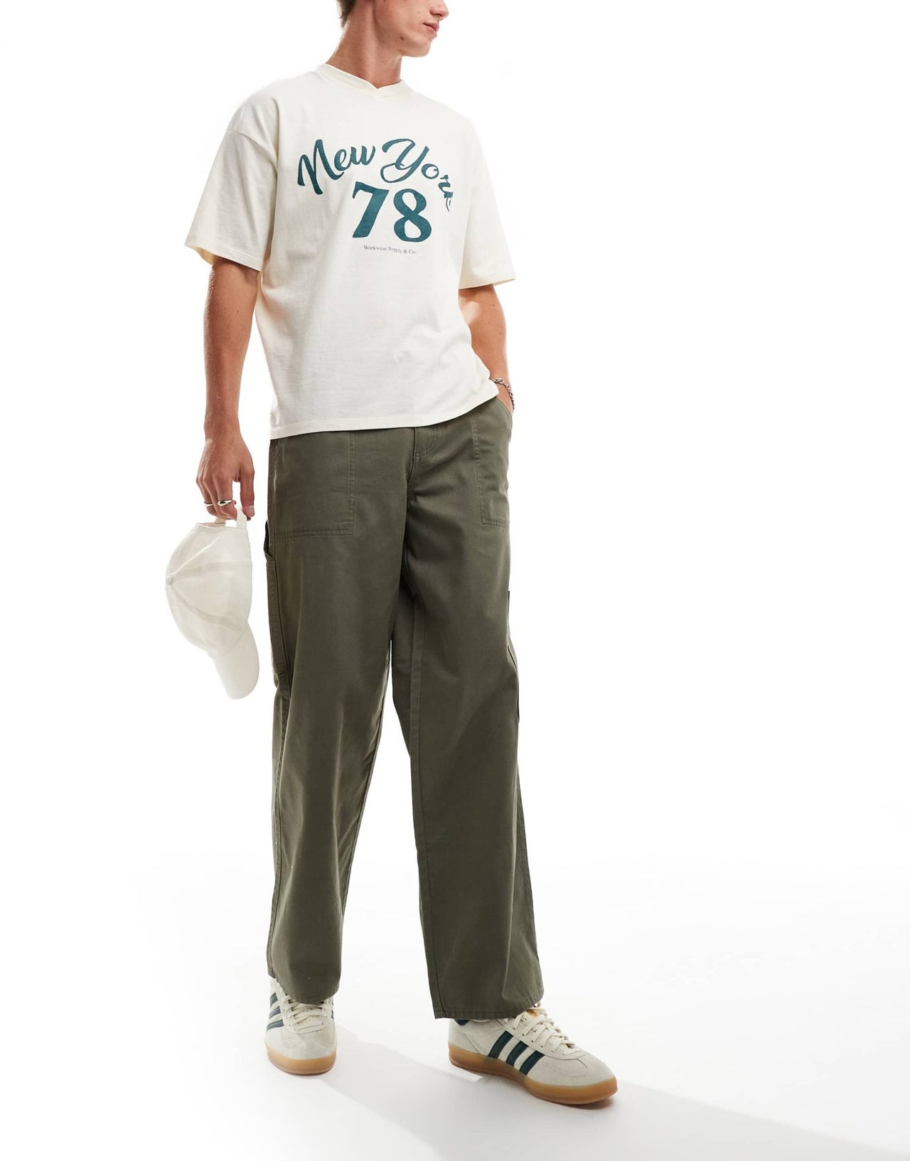 New Look relaxed carpenter trousers in dark khaki - ASOS Sample Sale EU Store