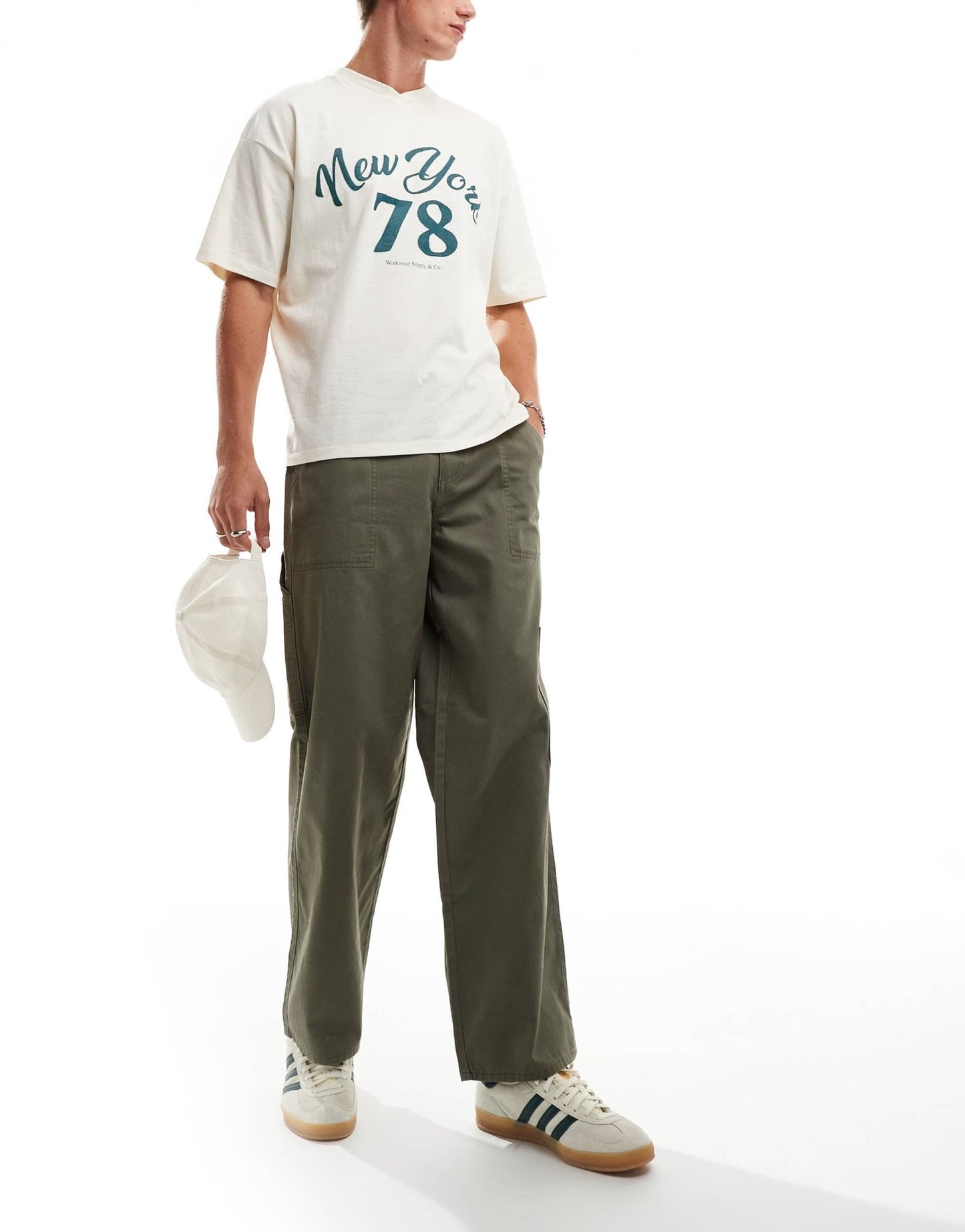 New Look relaxed carpenter trousers in dark khaki - ASOS Sample Sale EU Store