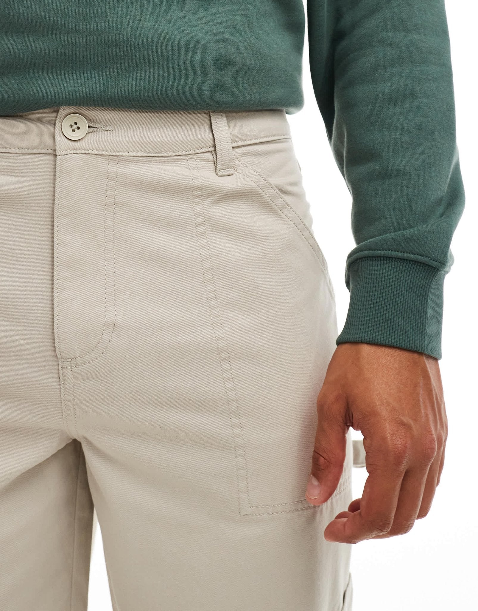 New Look relaxed carpenter trousers in stone - ASOS Sample Sale EU Store