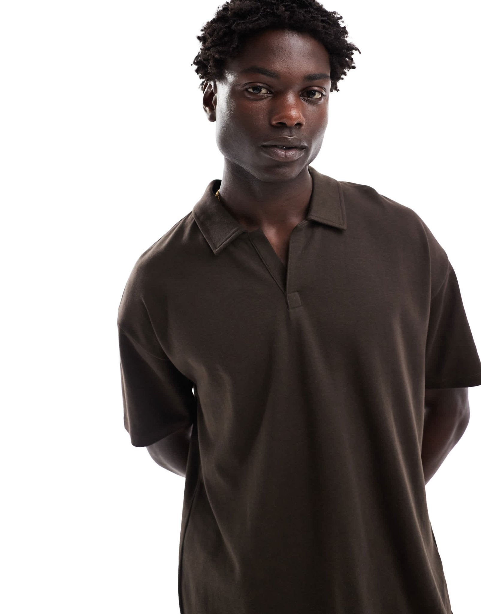 New Look revere polo shirt in dark brown - ASOS Sample Sale EU Store