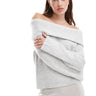 New Look ribbed bardot jumper in grey