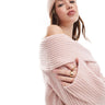 New Look ribbed bardot jumper in light pink