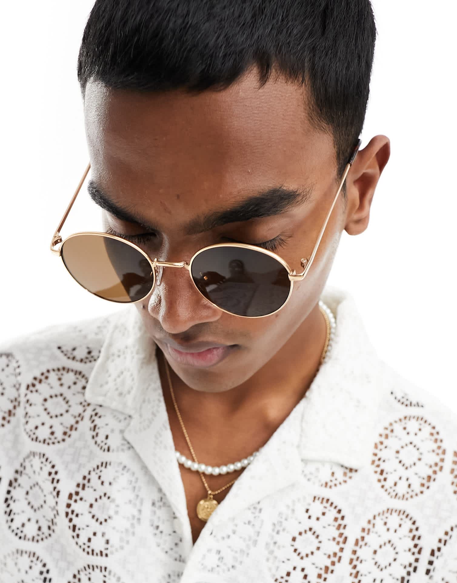 New Look round metal sunglasses in gold - ASOS Sample Sale EU Store