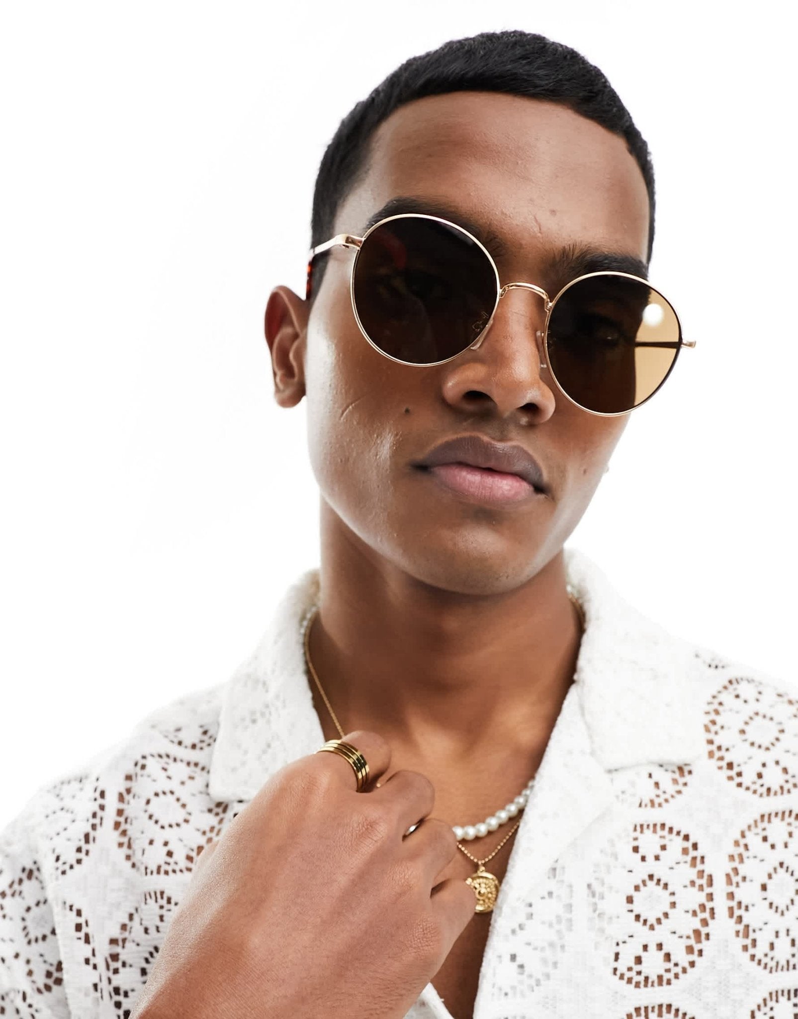 New Look round metal sunglasses in gold - ASOS Sample Sale EU Store