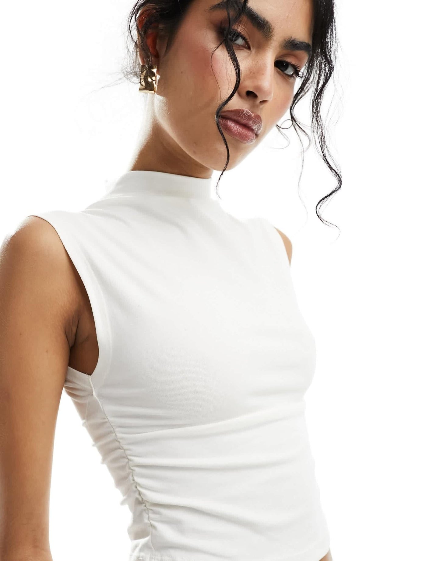 New Look ruched side tank top in off white - ASOS Sample Sale EU Store