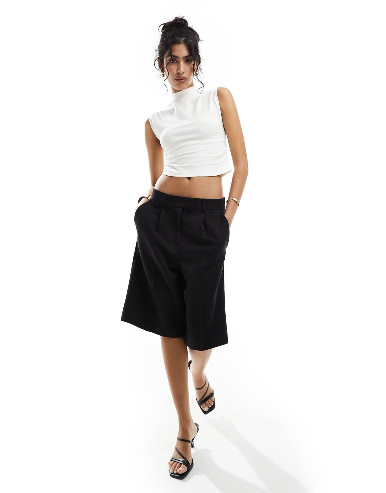 New Look ruched side tank top in off white - ASOS Sample Sale EU Store
