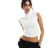 New Look ruched side tank top in off white