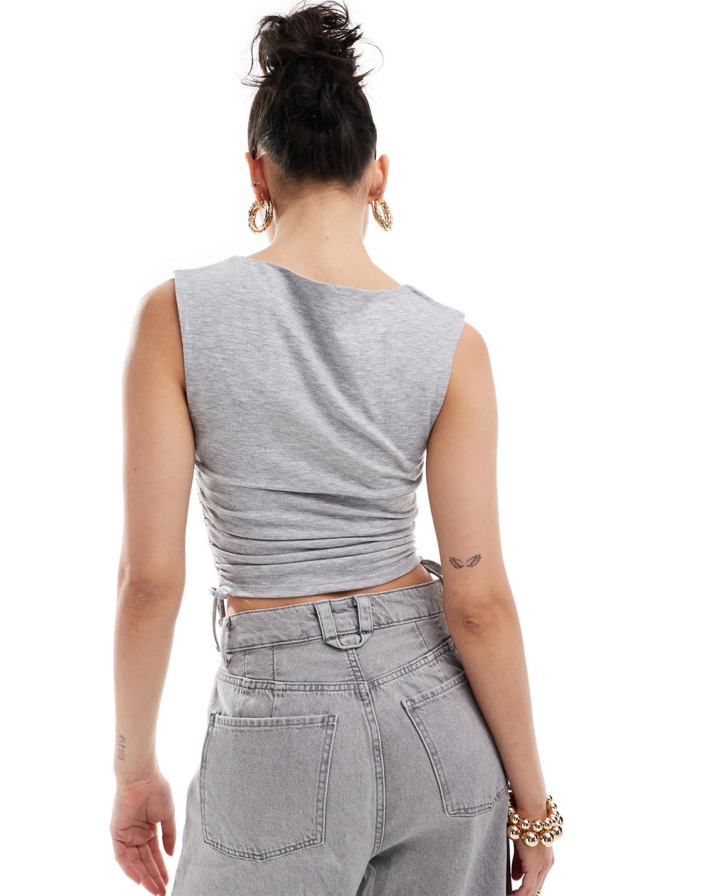 New Look ruched side vest in grey - ASOS Sample Sale EU Store