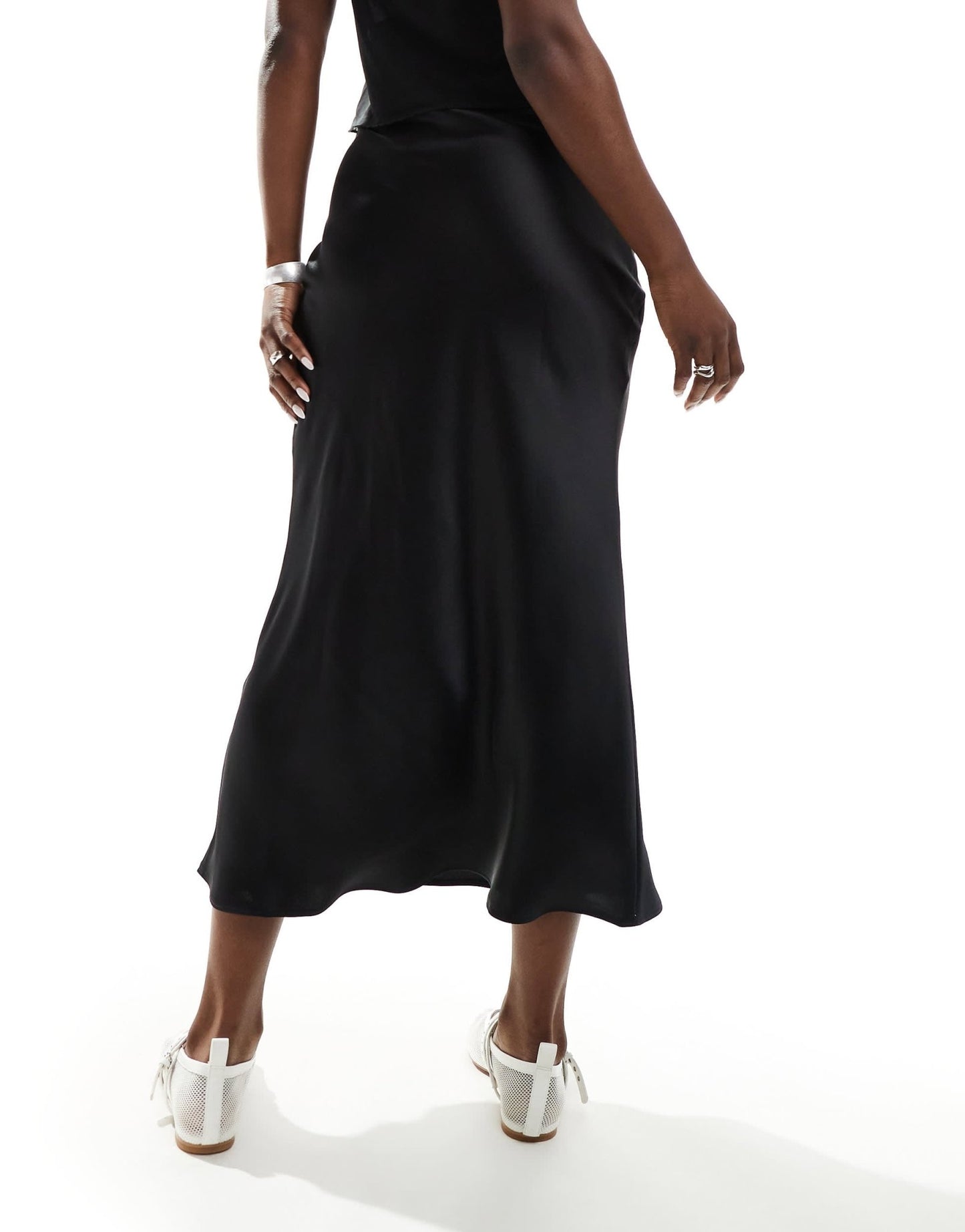 New Look satin bias midi skirt in black - ASOS Sample Sale EU Store