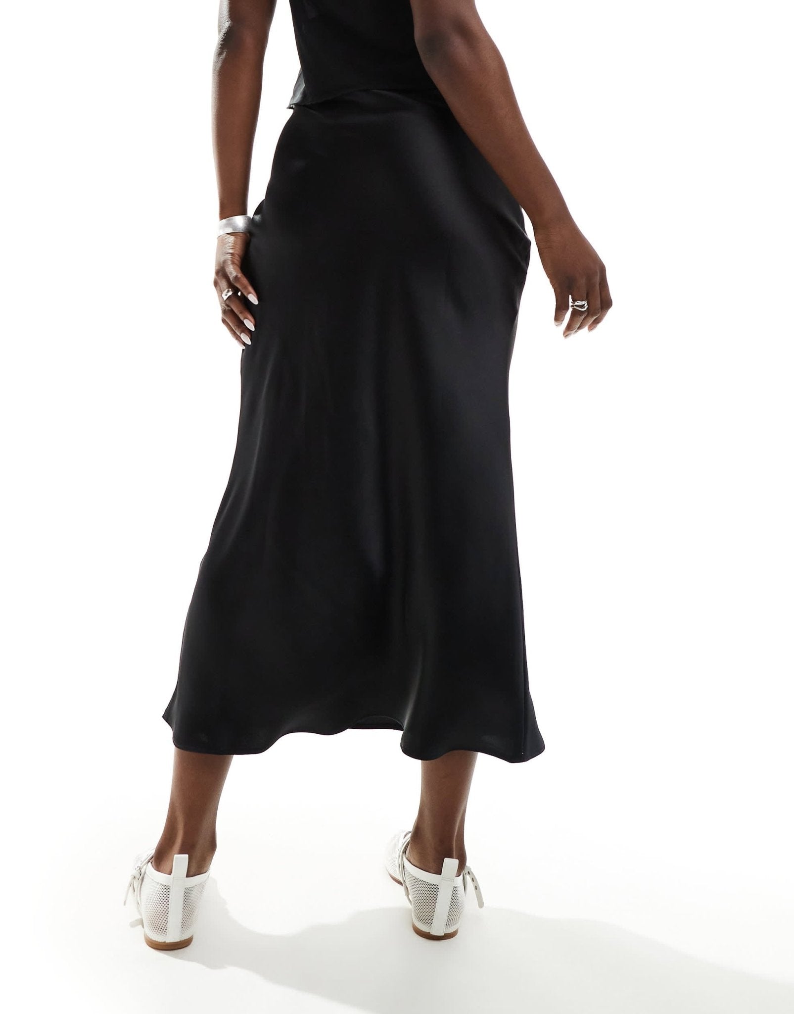 New Look satin bias midi skirt in black - ASOS Sample Sale EU Store