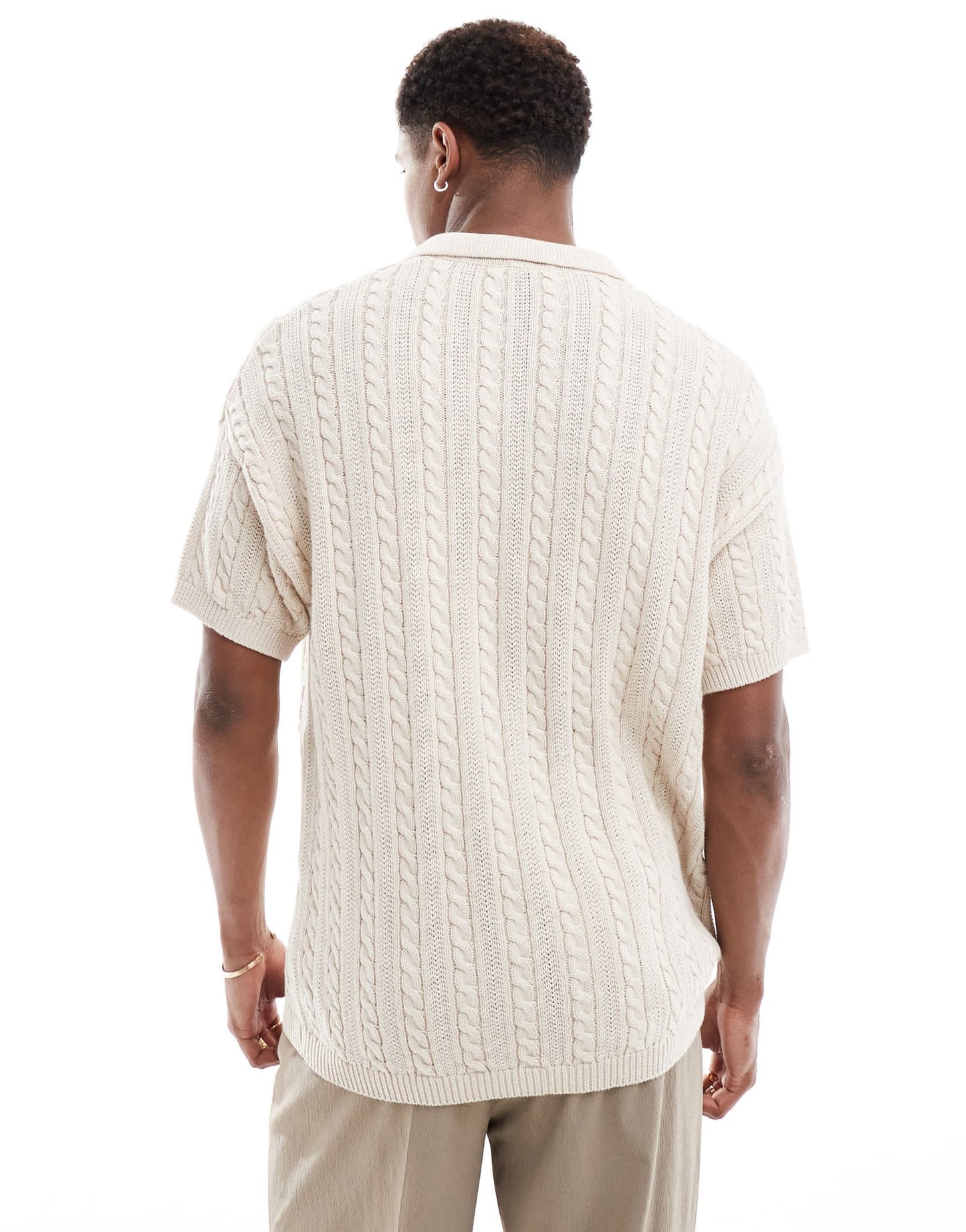 New Look short sleeve textured knit polo in off white - ASOS Sample Sale EU Store