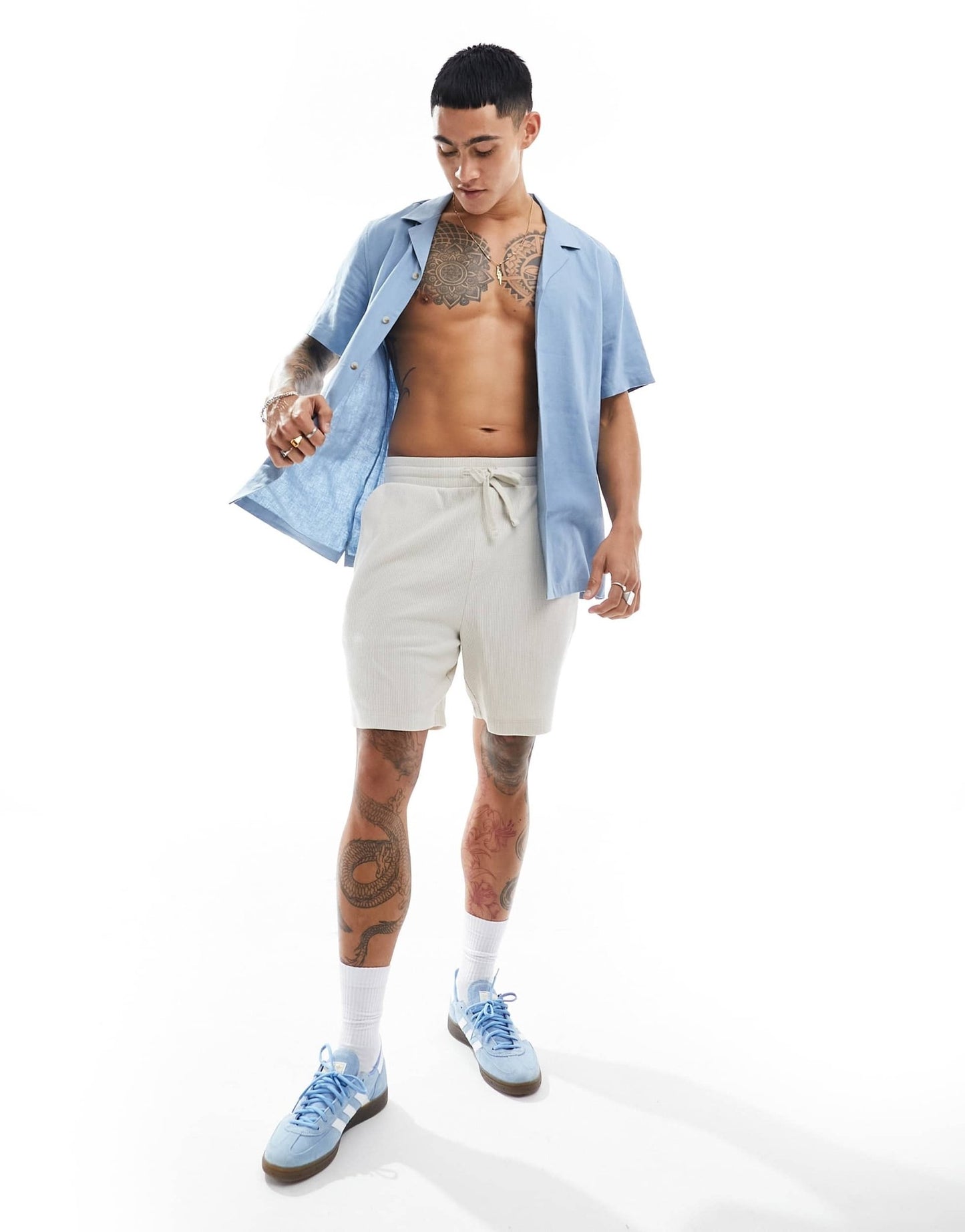 New Look short sleeved linen look shirt in light blue - ASOS Sample Sale EU Store
