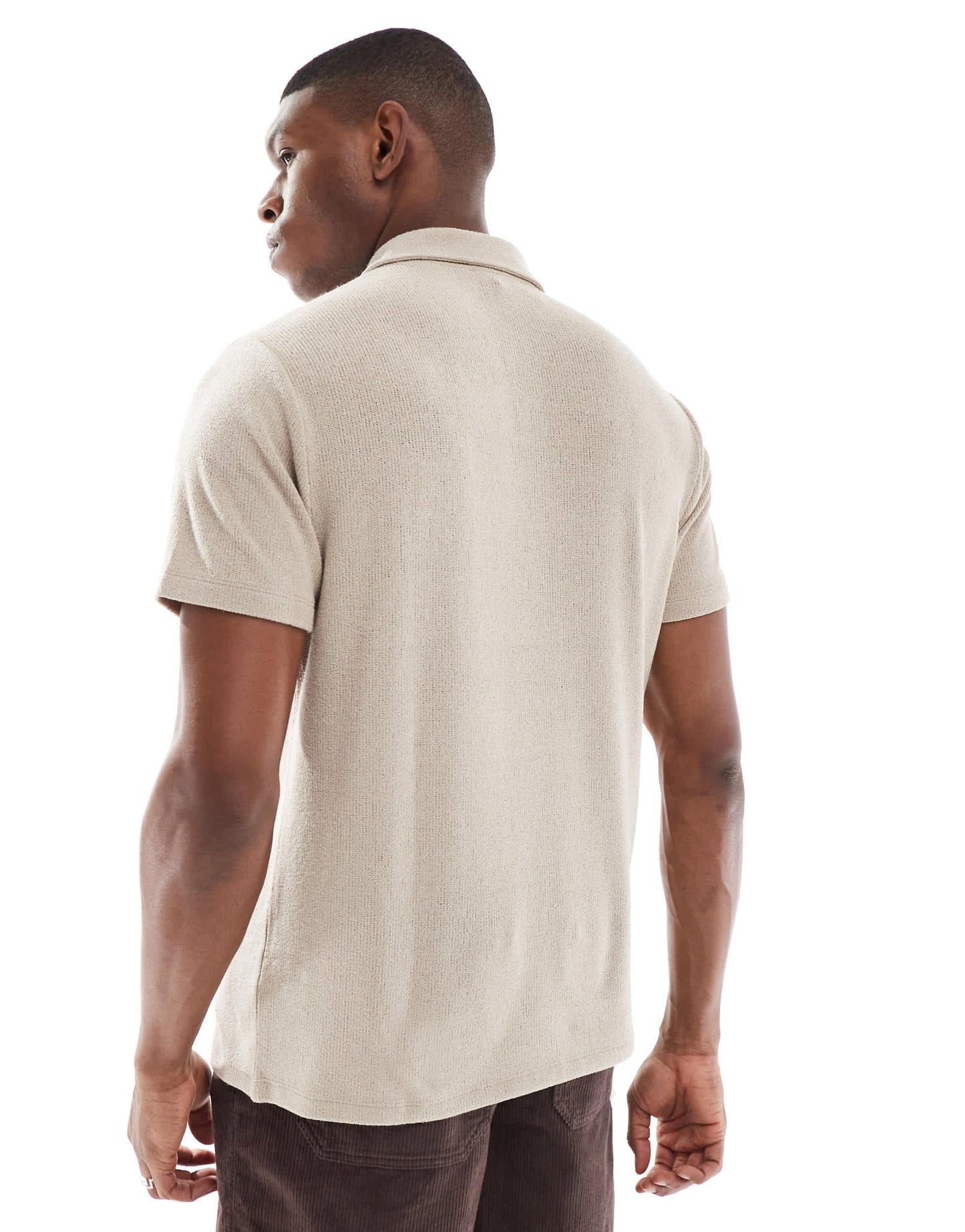New Look short sleeved textured polo in light brown - ASOS Sample Sale EU Store