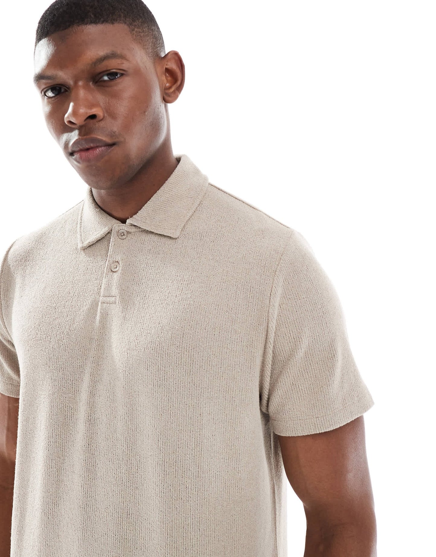 New Look short sleeved textured polo in light brown - ASOS Sample Sale EU Store