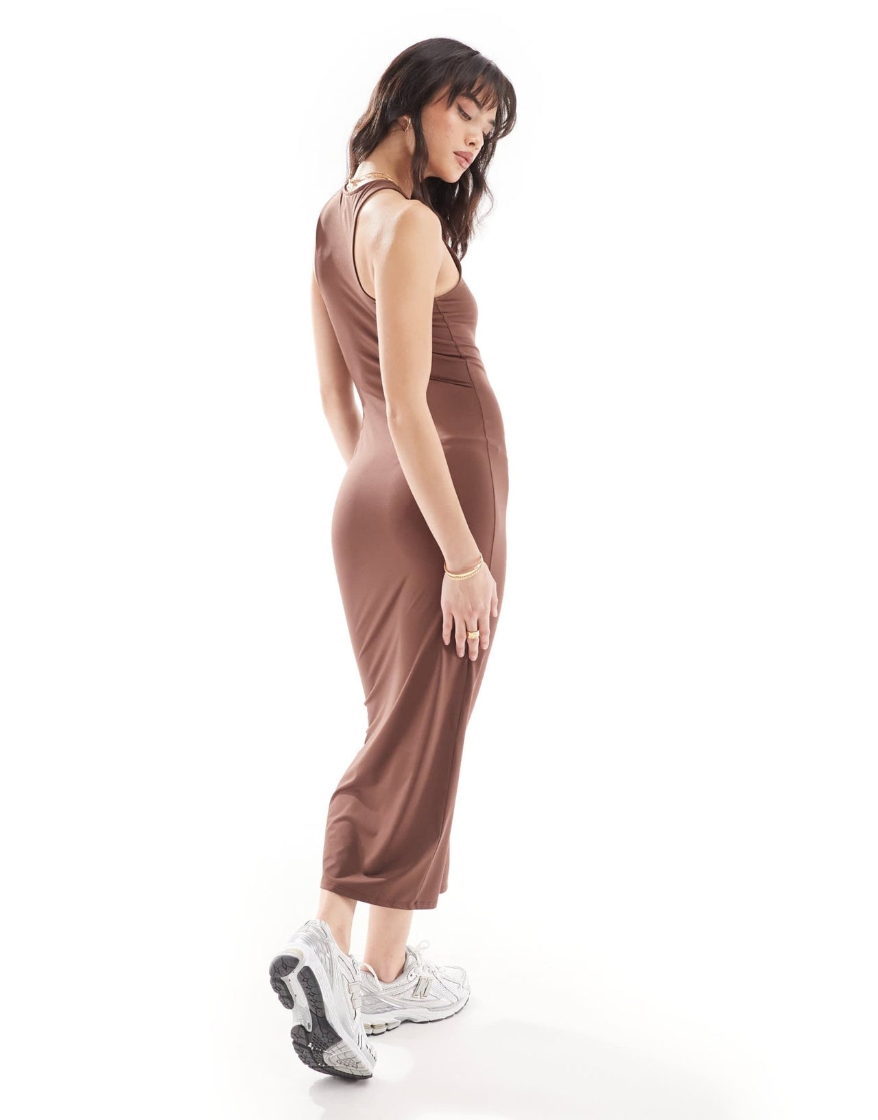New Look slinky racer midi dress in dark brown - ASOS Sample Sale EU Store