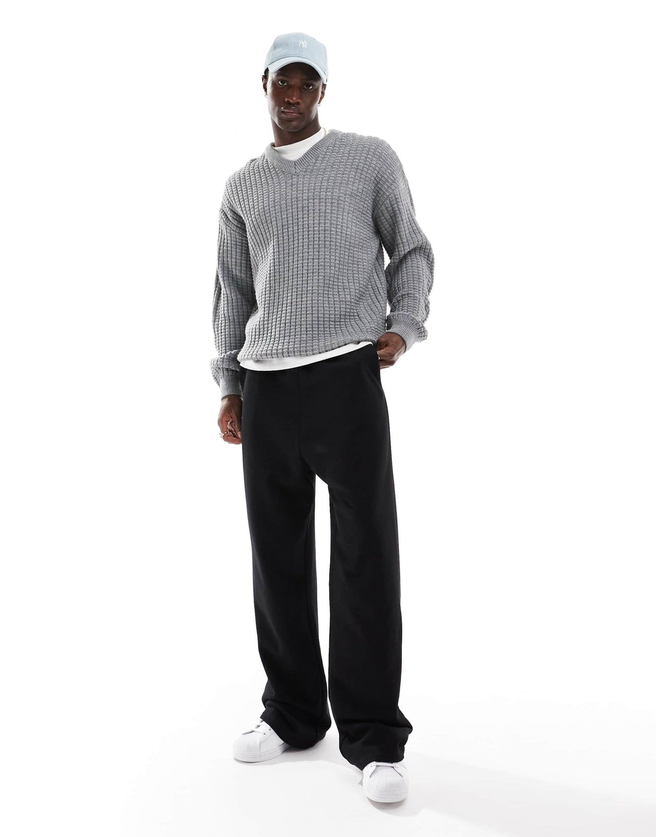 New Look v - neck jumper in dark grey - ASOS Sample Sale EU Store
