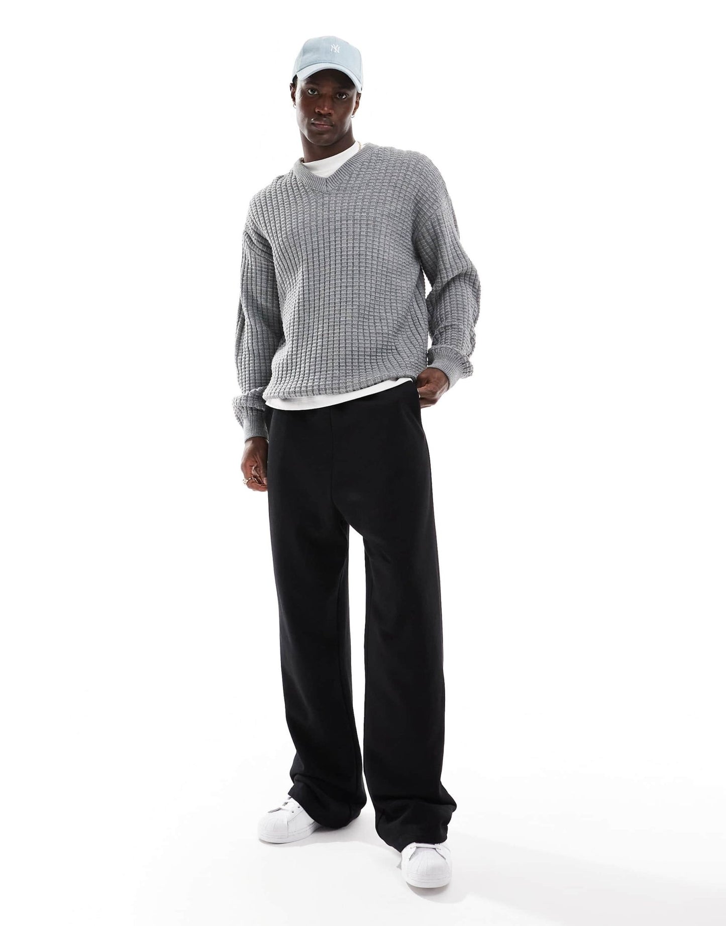New Look v - neck jumper in dark grey - ASOS Sample Sale EU Store