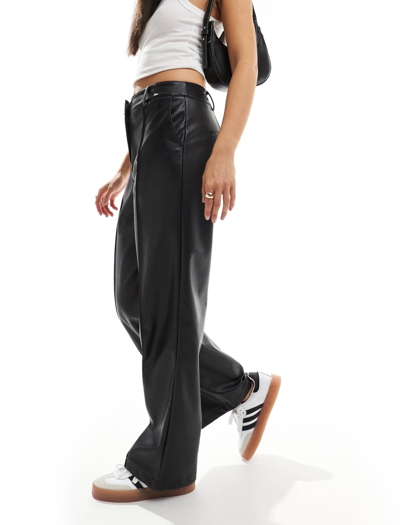 New Look wide leg PU trouser in black - ASOS Sample Sale EU Store