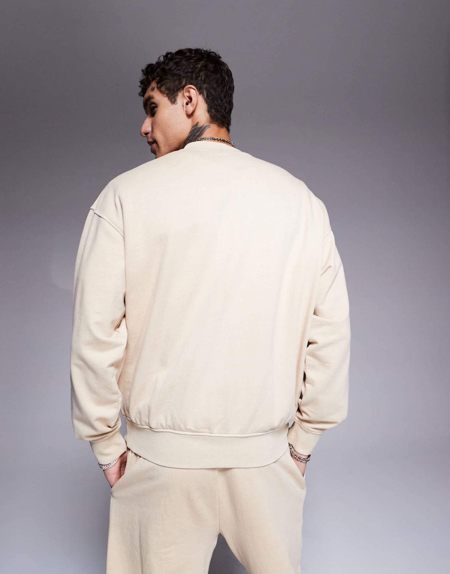 Nicce co - ord logo washed crew neck sweat in beige - ASOS Sample Sale EU Store