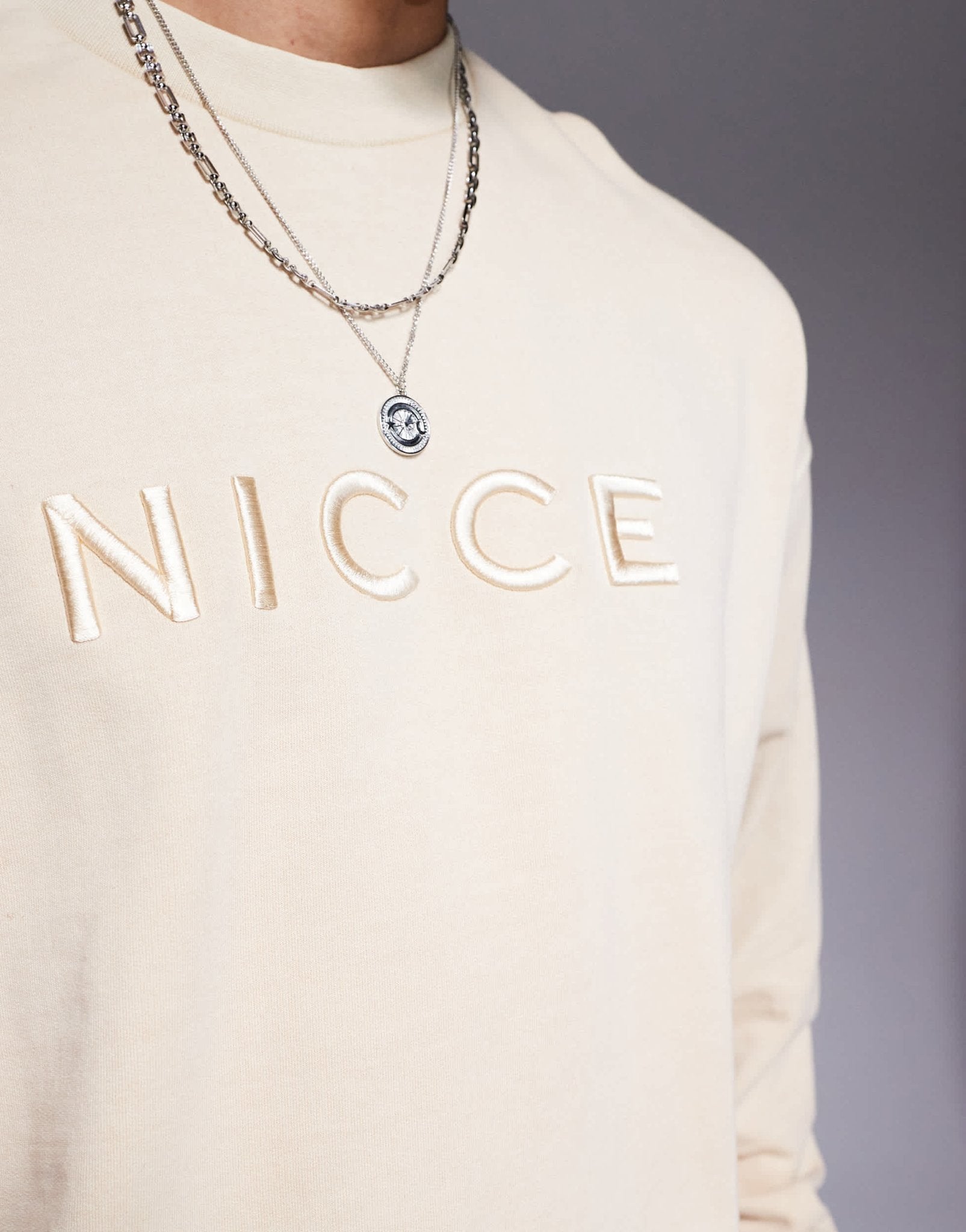Nicce co - ord logo washed crew neck sweat in beige - ASOS Sample Sale EU Store