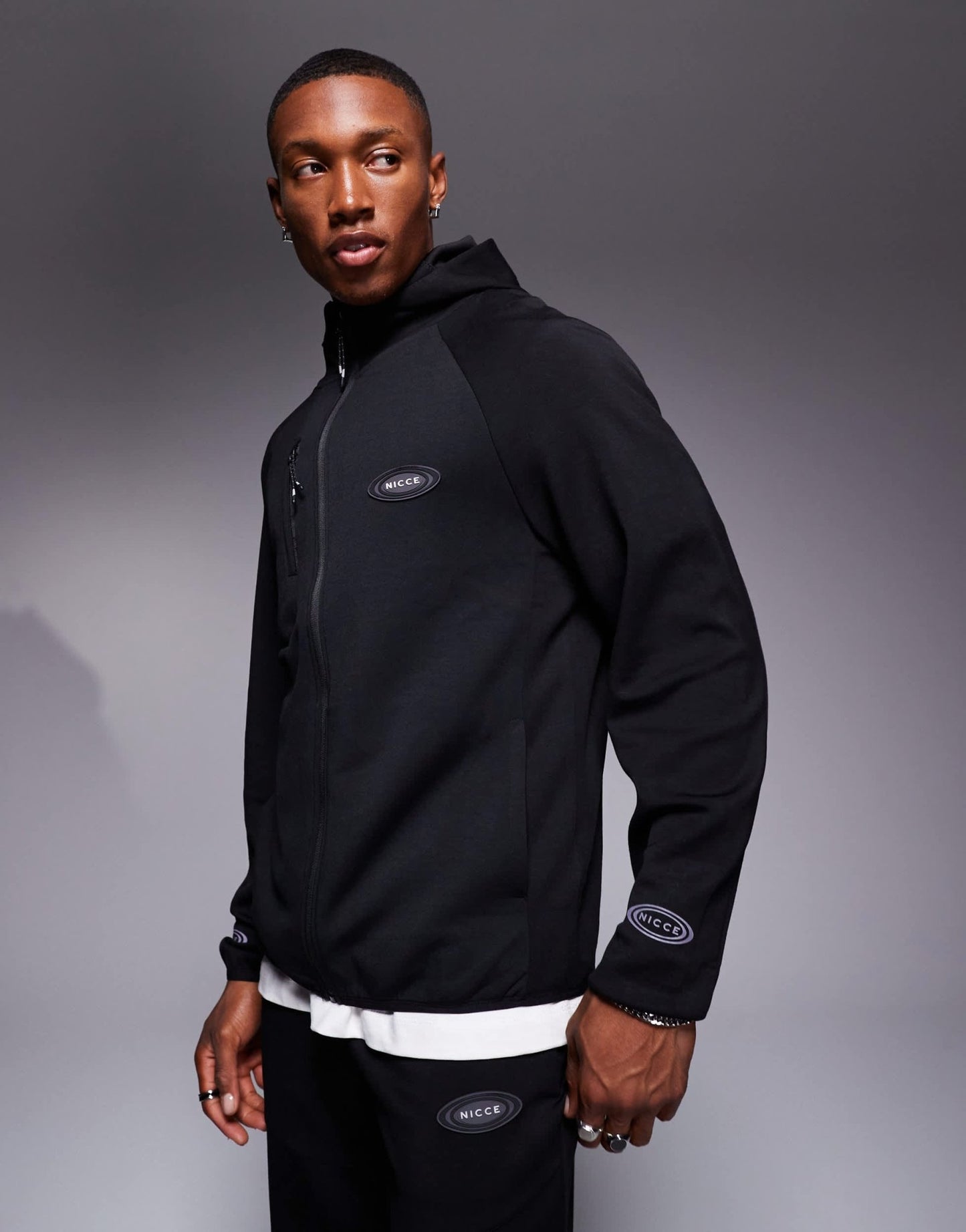 Nicce co - ord logo zip up jacket in black - ASOS Sample Sale EU Store
