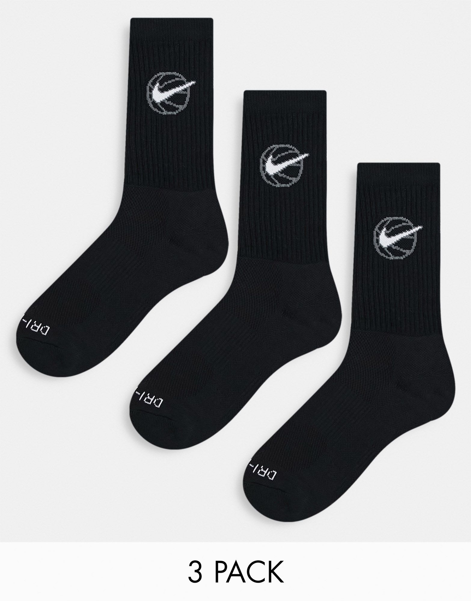 Nike Basketball 3 Pack Dri - FIT Everyday Cushioned socks in black - ASOS Sample Sale EU Store