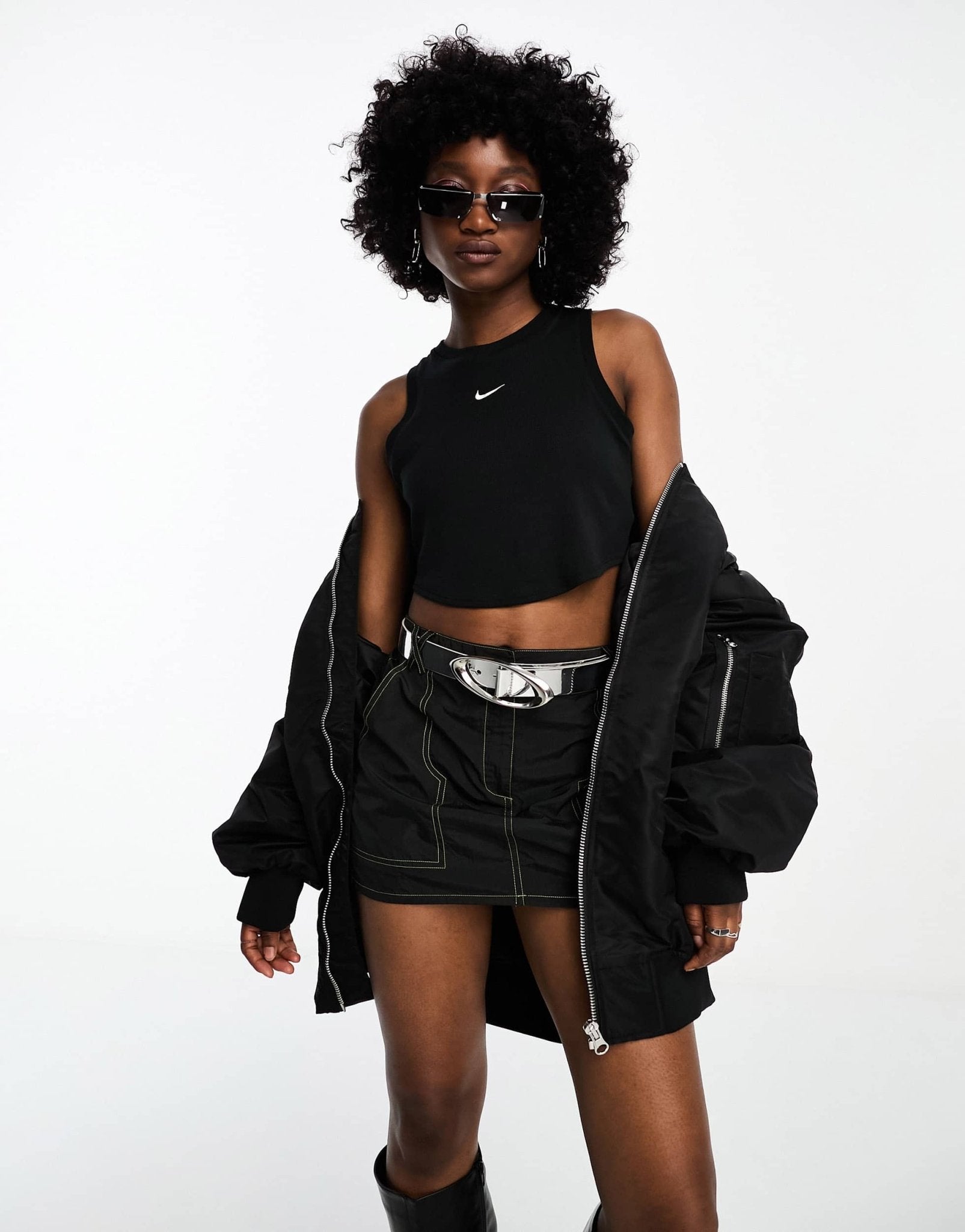 Nike Chill Essential rib cropped tank top in black - ASOS Sample Sale EU Store