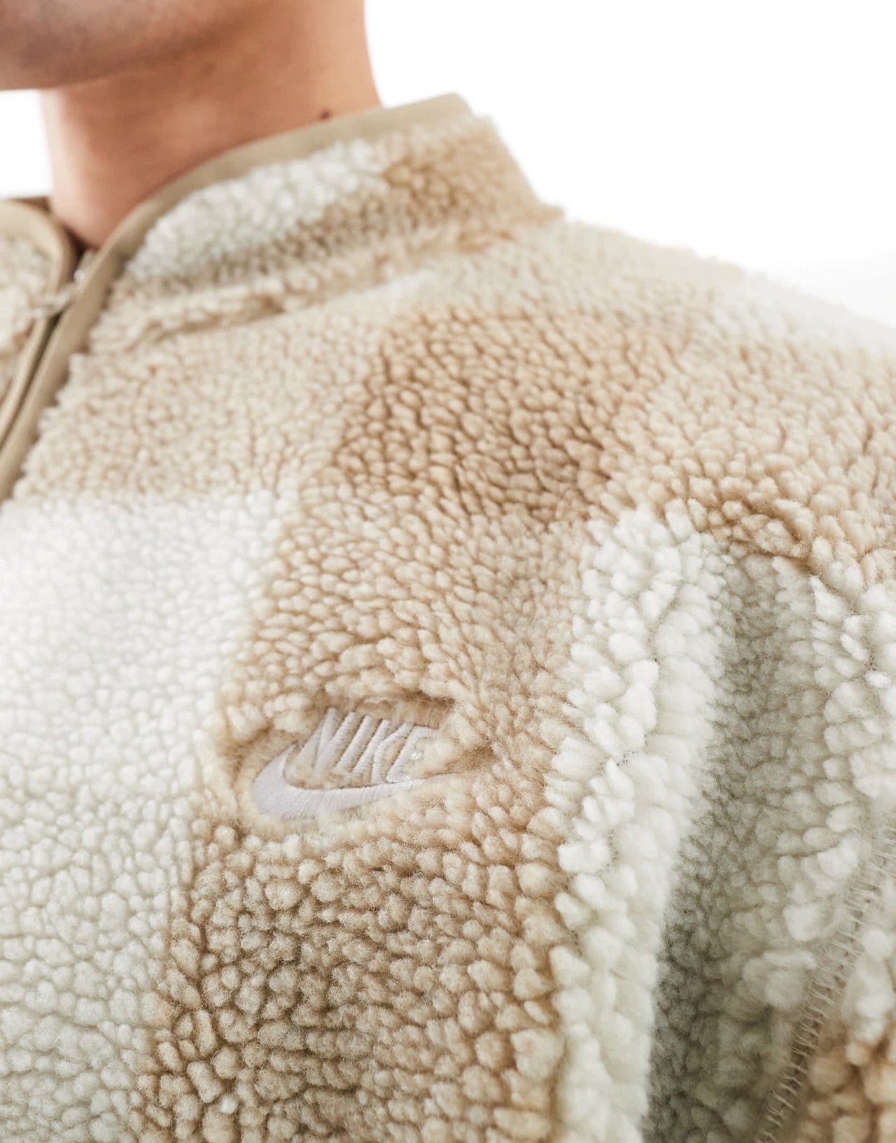 Nike Club half zip fleece in brown check - ASOS Sample Sale EU Store