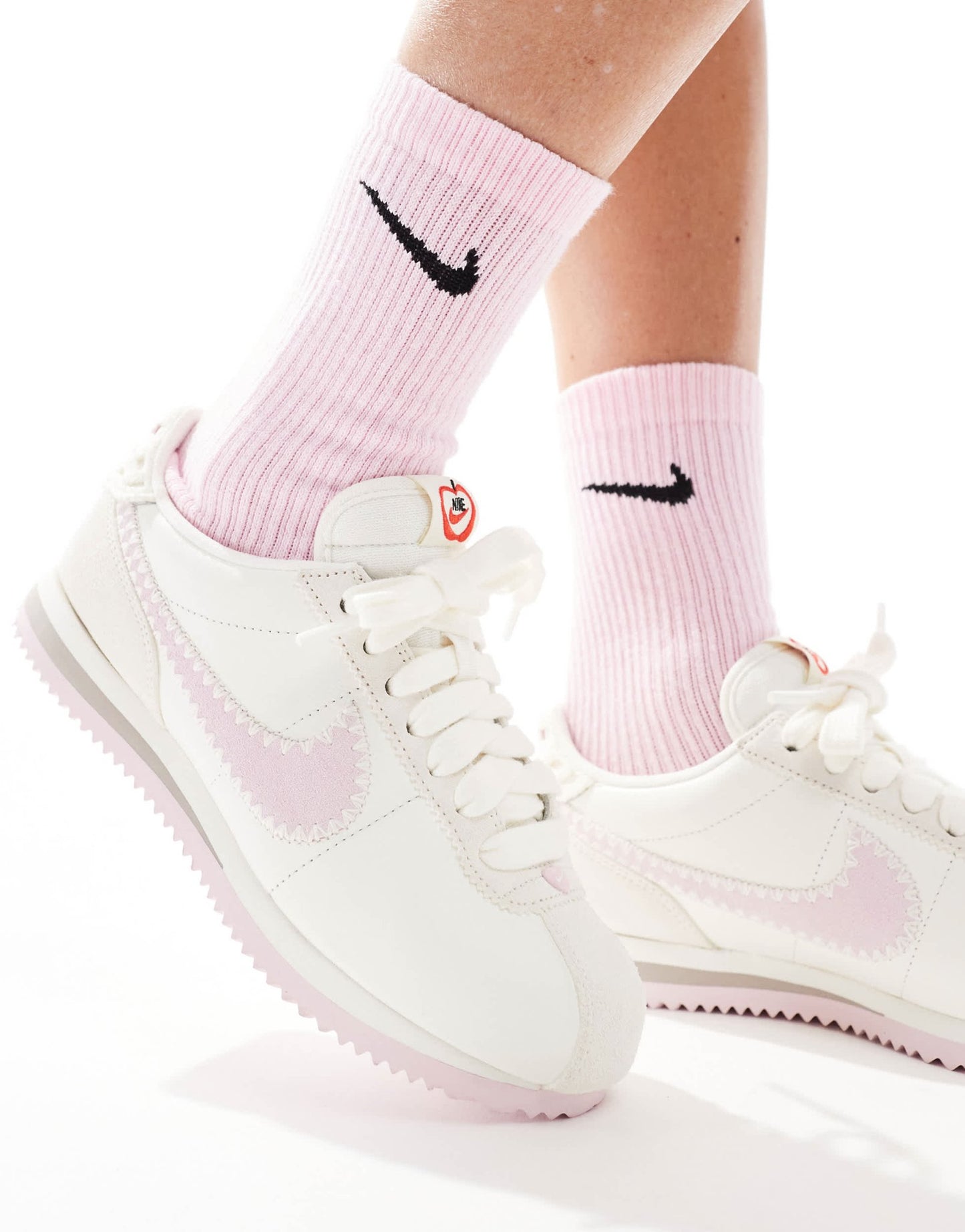 Nike Cortez Leather trainers in off - white and pink - ASOS Sample Sale EU Store