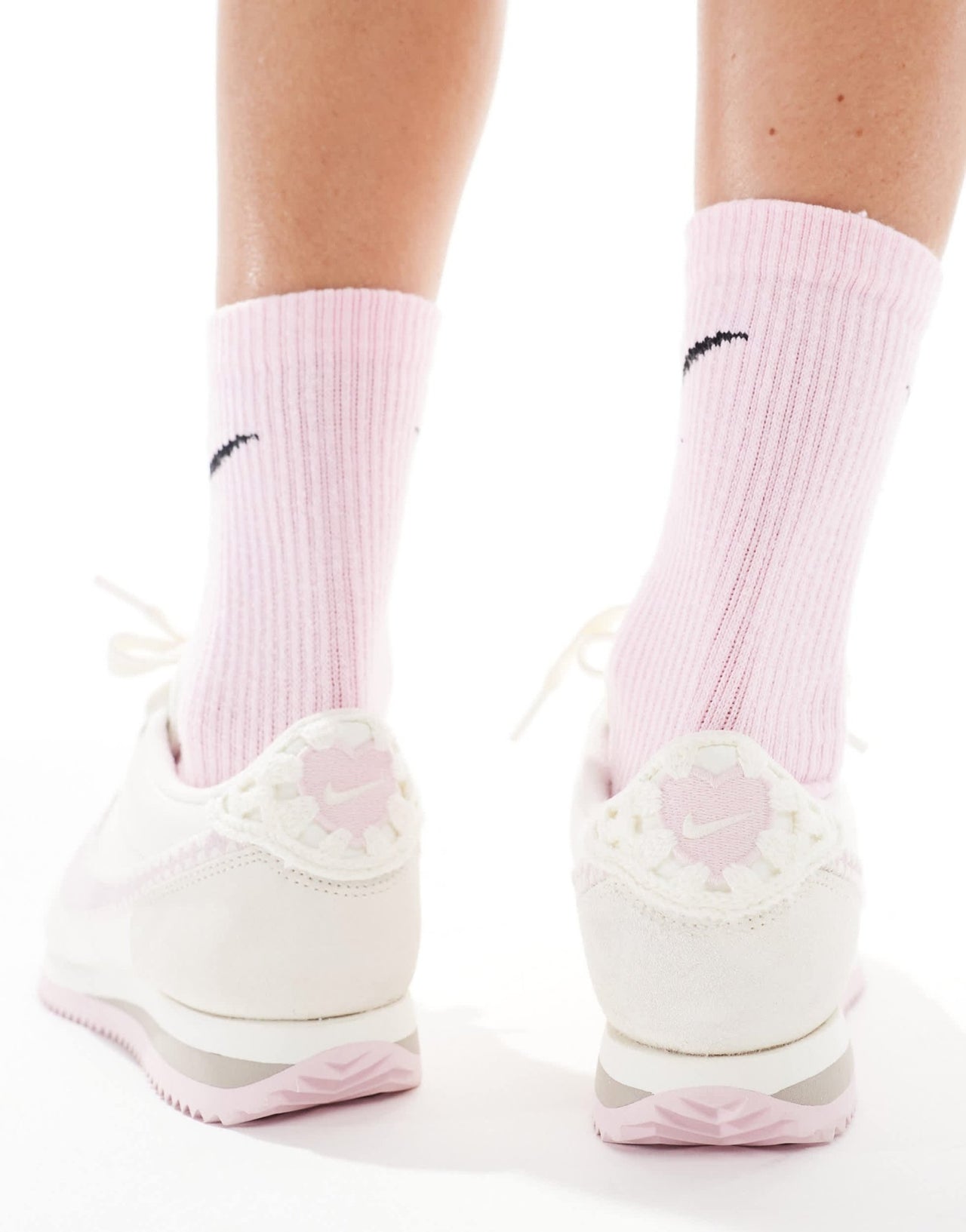 Nike Cortez Leather trainers in off - white and pink - ASOS Sample Sale EU Store