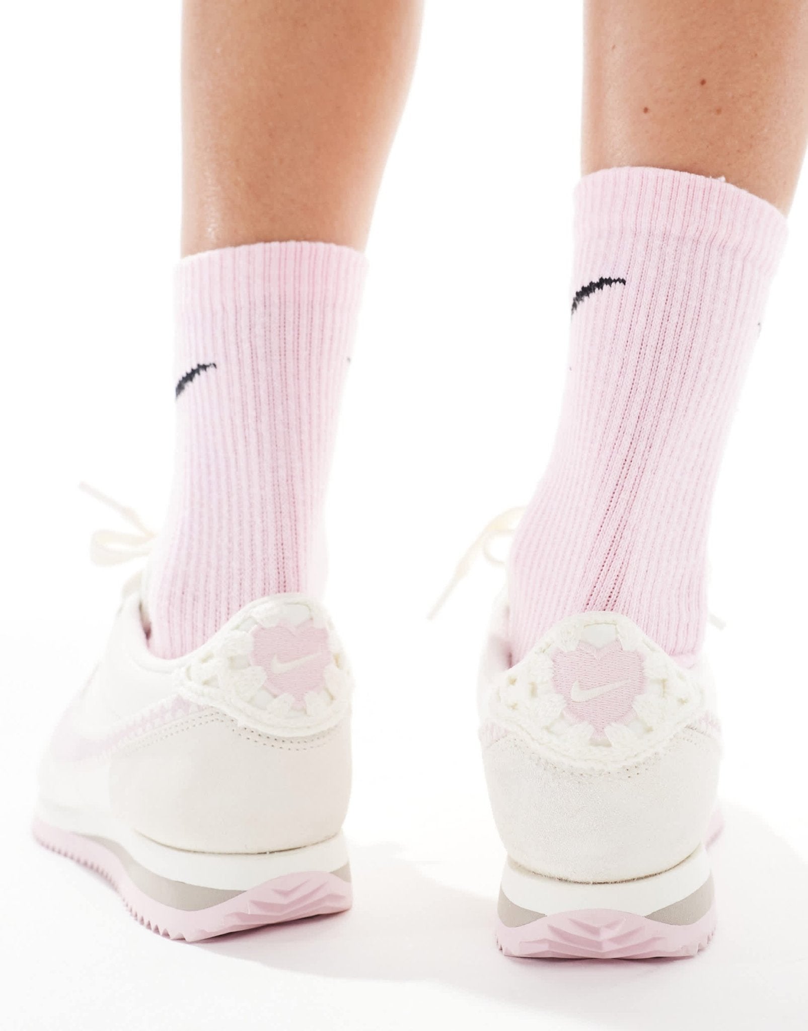 Nike Cortez Leather trainers in off - white and pink - ASOS Sample Sale EU Store