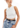Nike Essential ribbed cropped vest in white