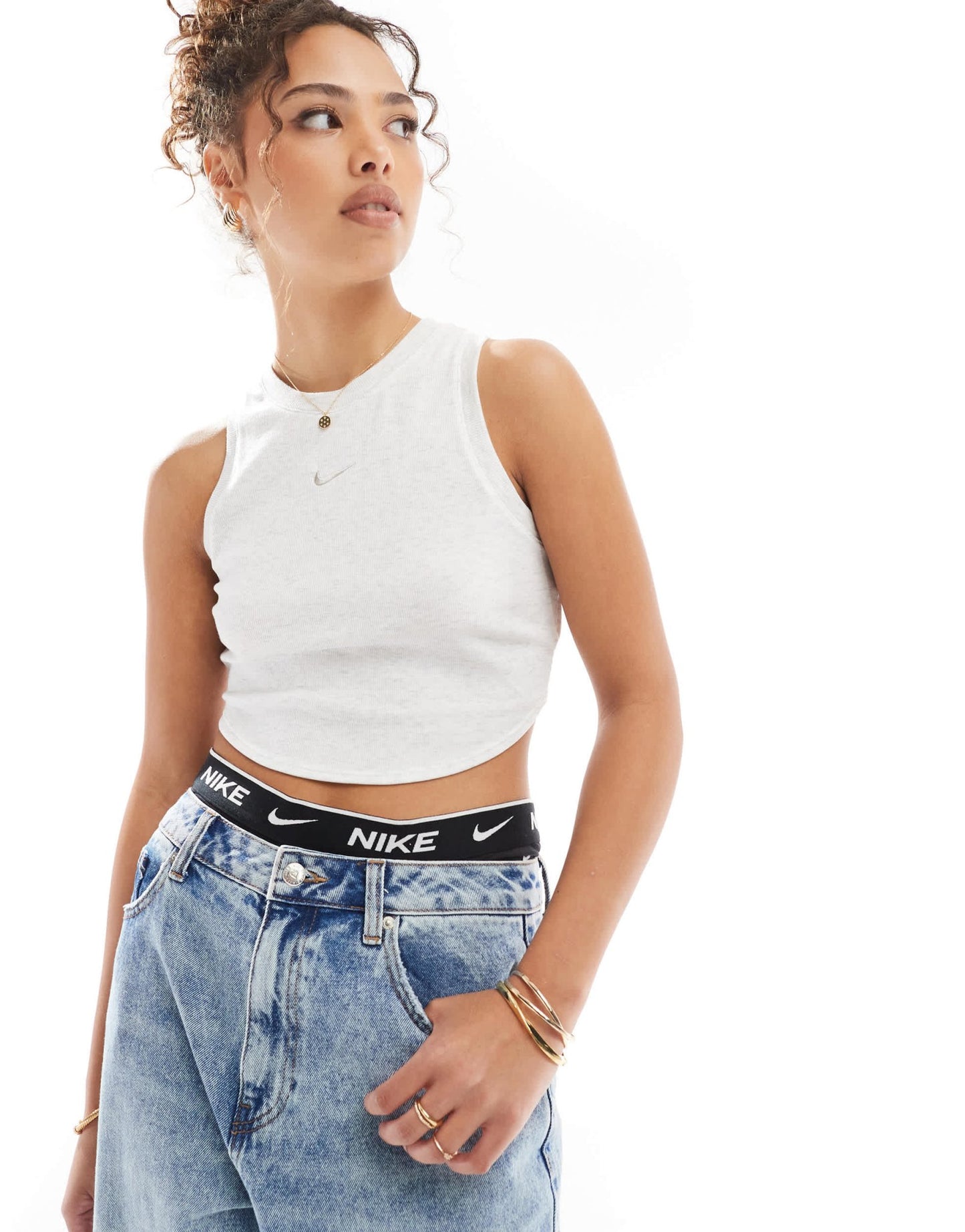 Nike Essential ribbed cropped vest in white - ASOS Sample Sale EU Store
