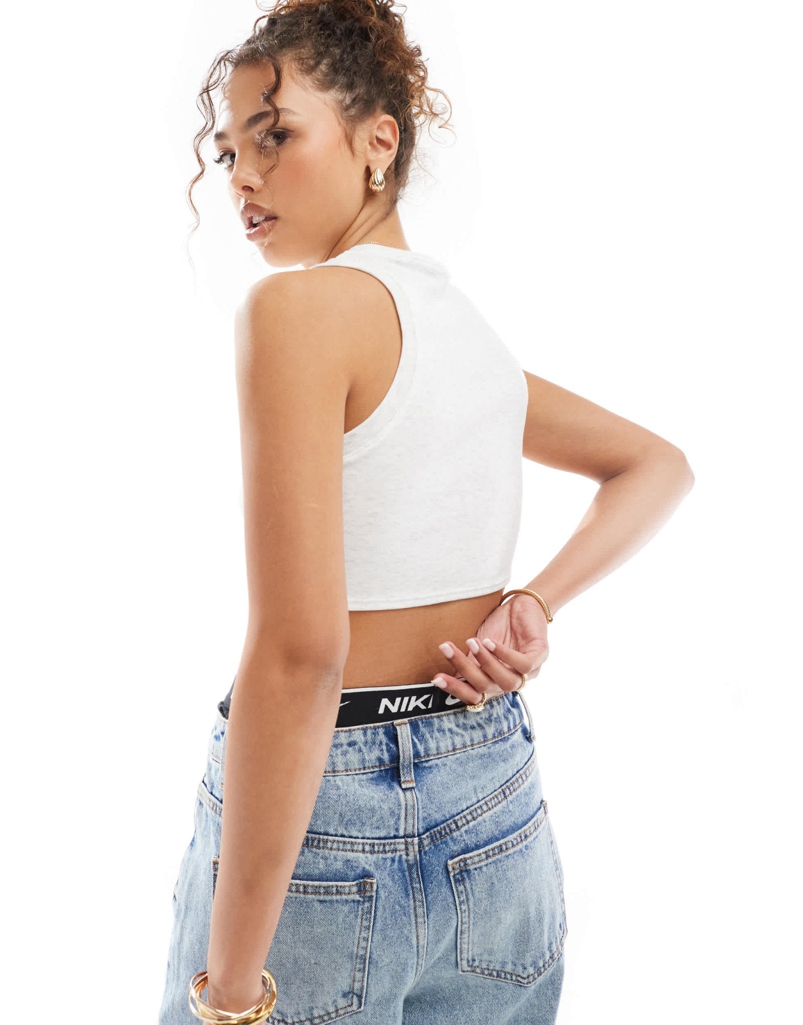 Nike Essential ribbed cropped vest in white - ASOS Sample Sale EU Store