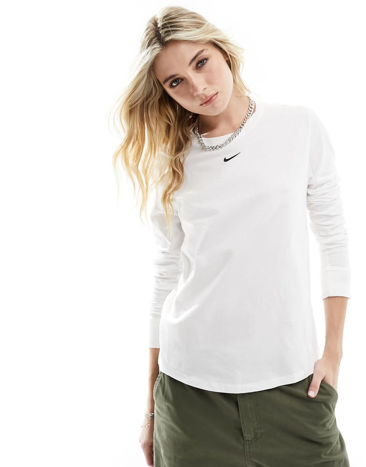 Nike Essentials long sleeve top in white - ASOS Sample Sale EU Store