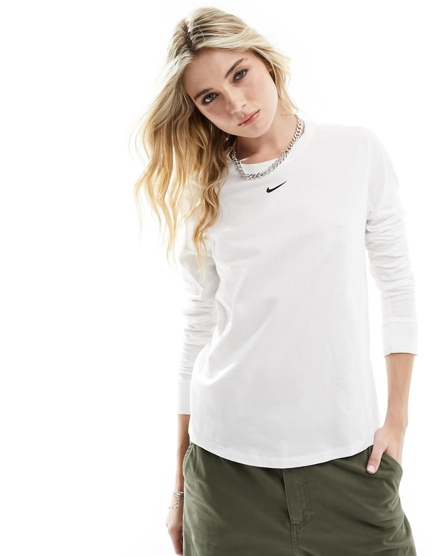 Nike Essentials long sleeve top in white - ASOS Sample Sale EU Store