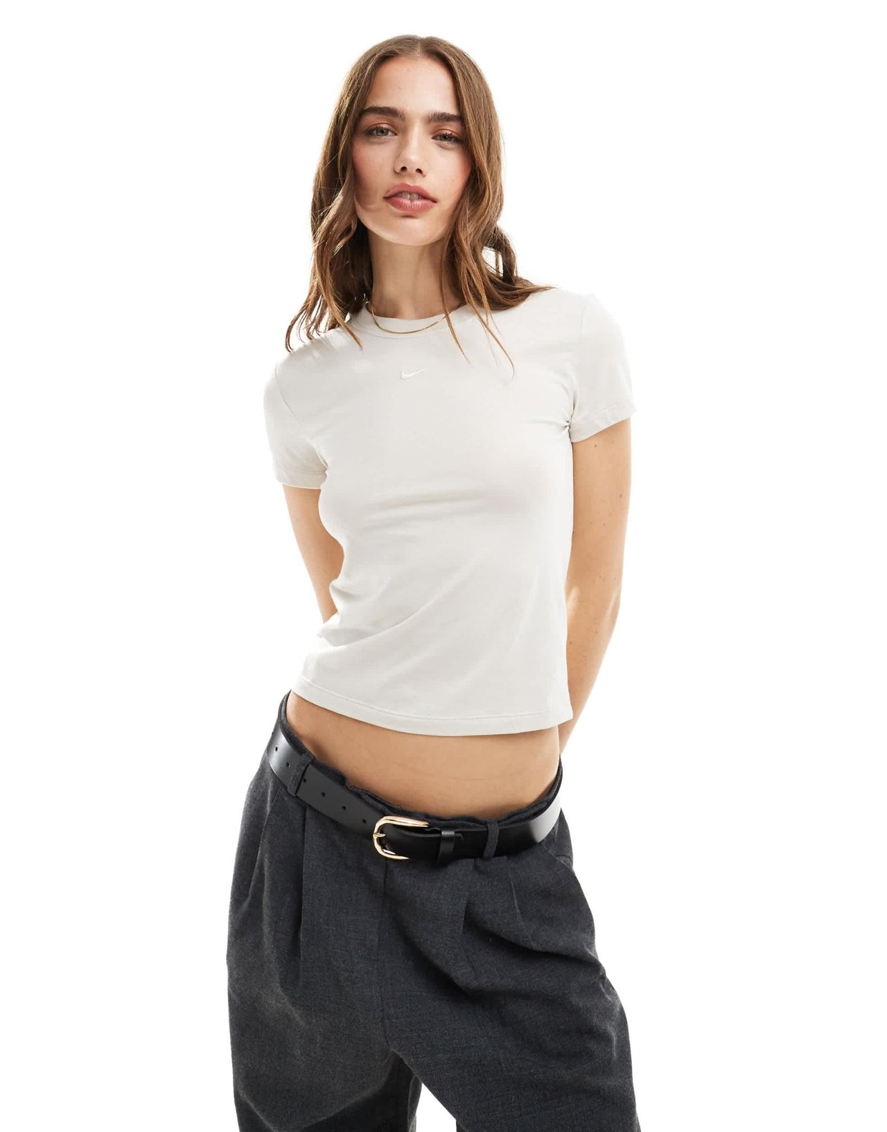 Nike Essentials mid crop t-shirt in beige - ASOS Sample Sale EU Store