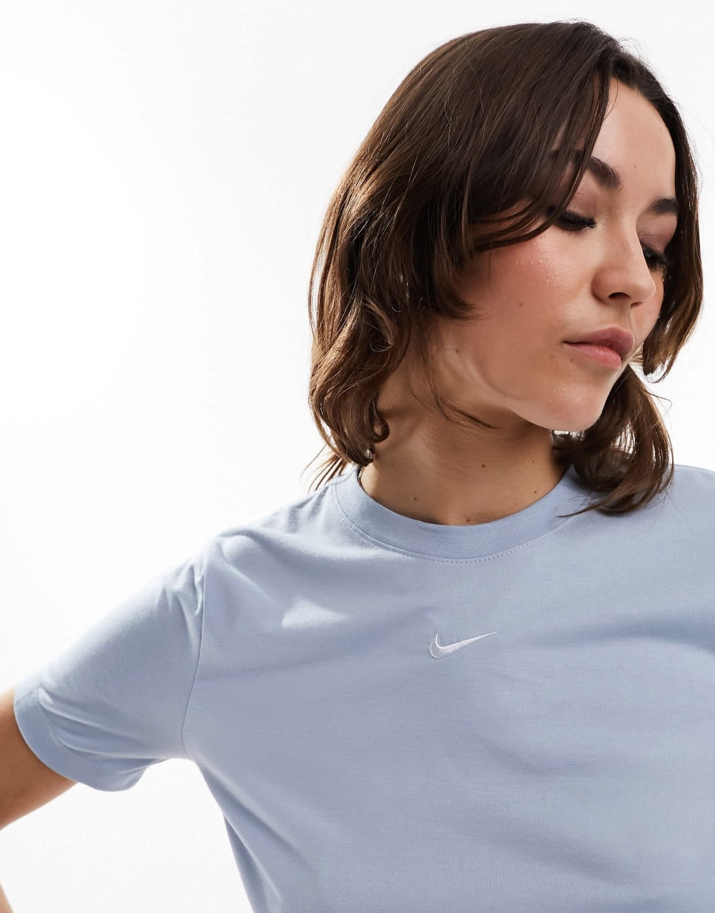 Nike Essentials slim cropped t-shirt in blue - ASOS Sample Sale EU Store