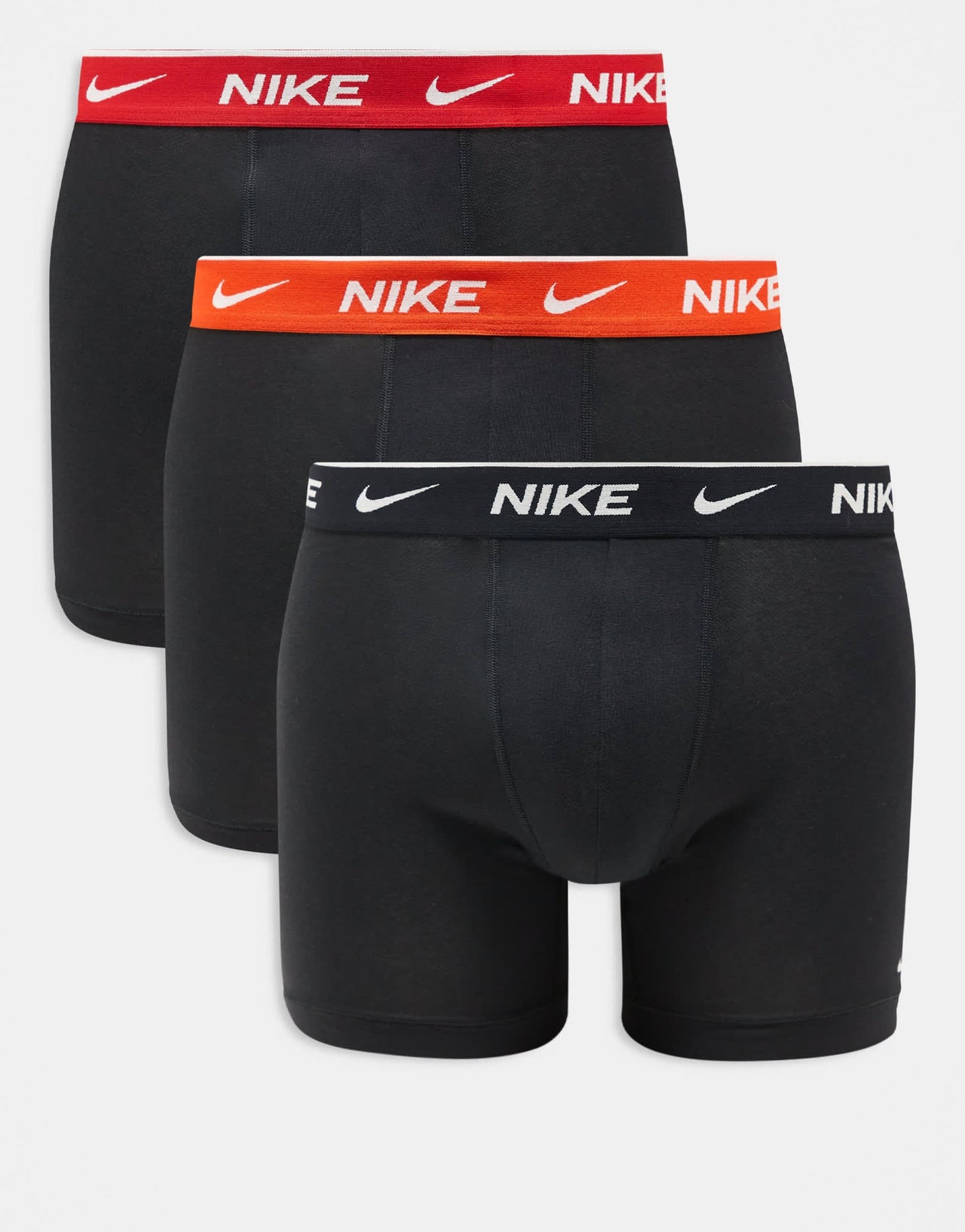 Nike Everyday Cotton Stretch 3 pack boxer brief with coloured waistbands in black/red/orange - ASOS Sample Sale EU Store