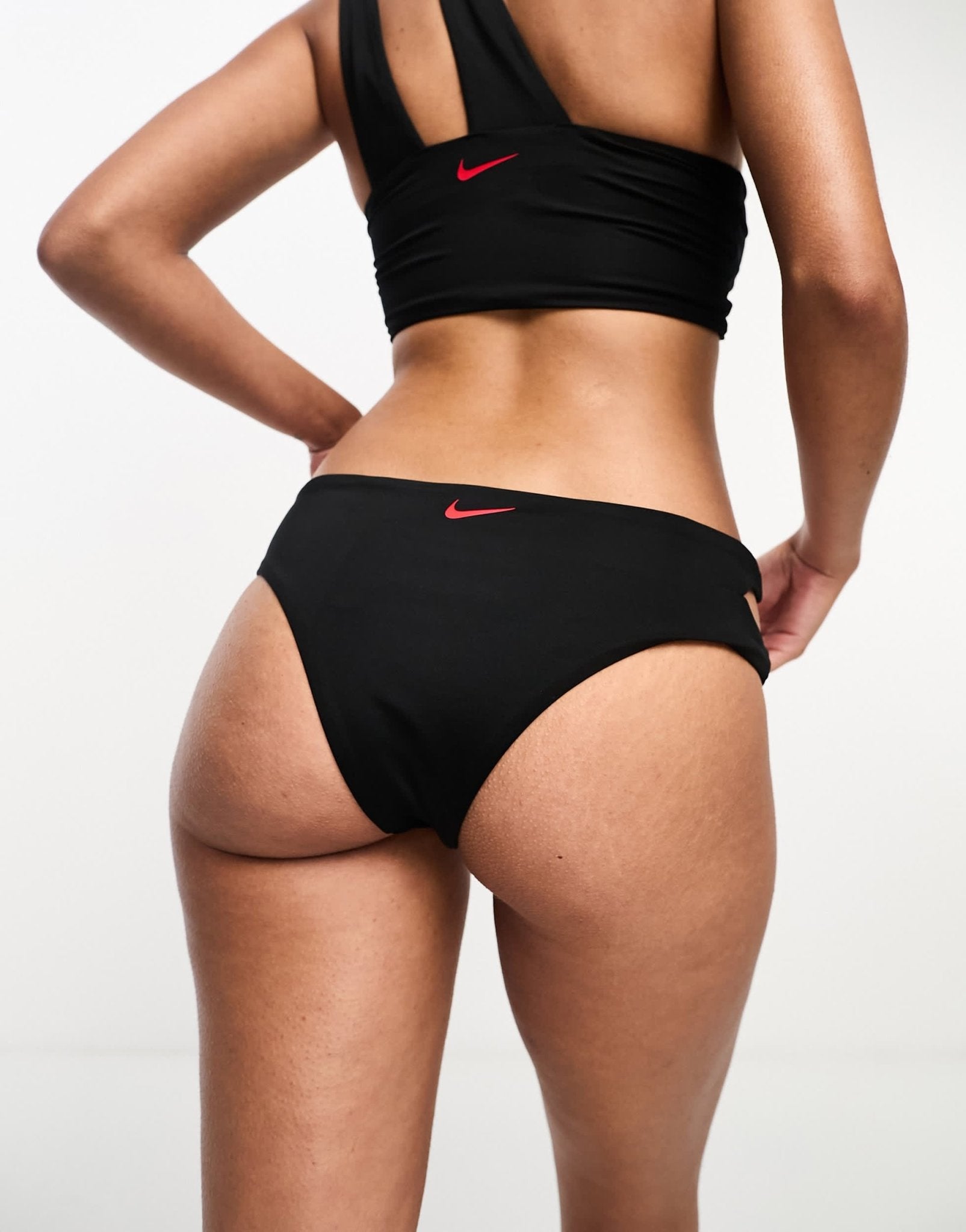 Nike Icon Sneakerkini asymmetrical bikini bottoms in black and red - ASOS Sample Sale EU Store